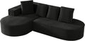 104" Corduroy Sectional Couch, Boneless L Shaped Couch with Deep Seat, Cloud Foam Sofa with Chaise, Sectional Sofa No Assembly Needed for Living Room (Foam + Black + Corduroy + 3 Seat)
