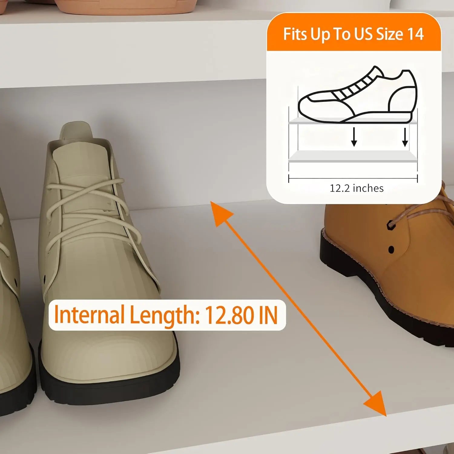 QIHAI 43'' Tall 2-Doors Shoes Cabinet, Metal 7-Tier Hidden Shoe Organizer,Modern Narrow Shoe Storage Cabinet with Adjustable Shelves for Entryway, Hallway, Closet,Living Room,White QIHAI