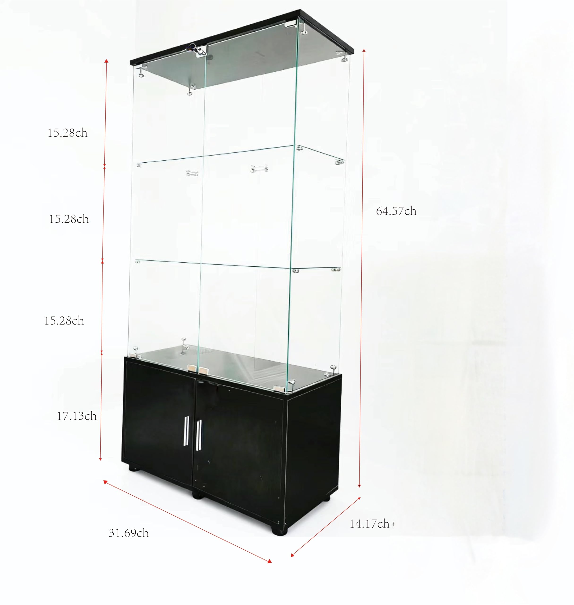 4-Tier Display Cabinet,Display Case with Glass Doors,Wine Cabinet with Lights, Storage Cabinets with 3 Shelves & 2 Drawers for Living Room,Dining (White)