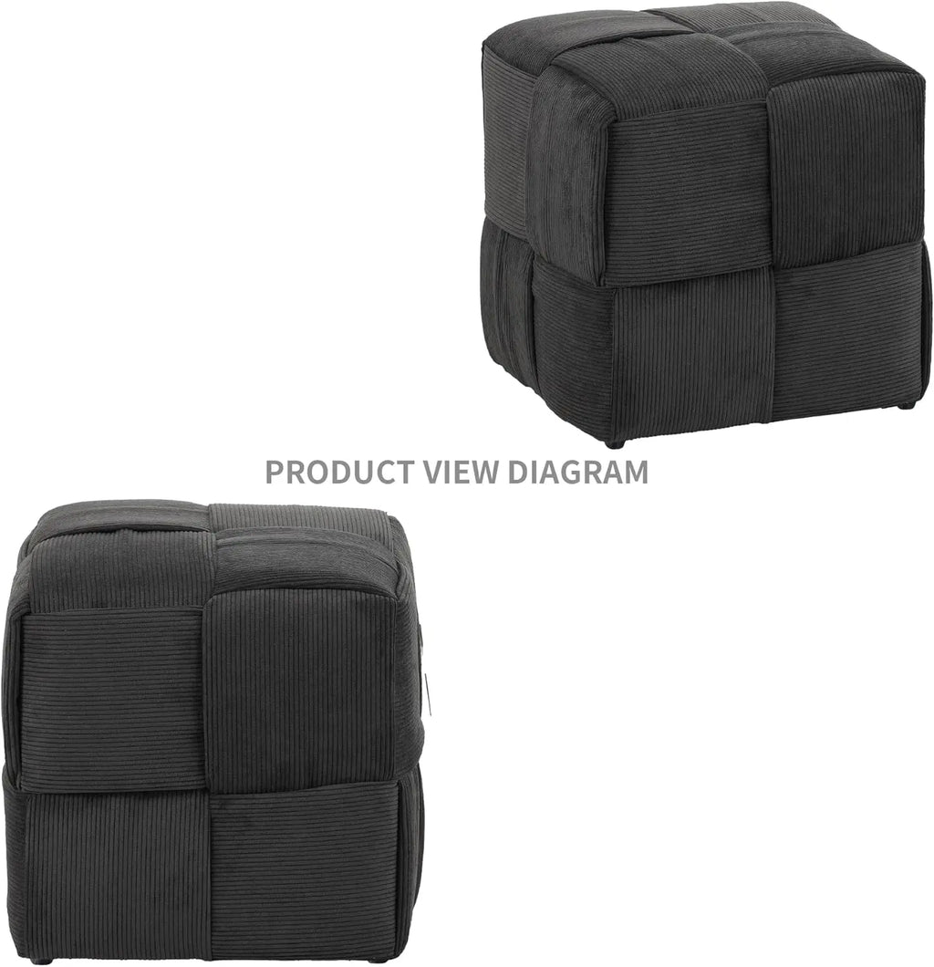 QIHAI Ottoman Foot Rest Soft and Comfortable Ottoman,Square Corduroy Woven Design Sofa Stool (Brown) QIHAI