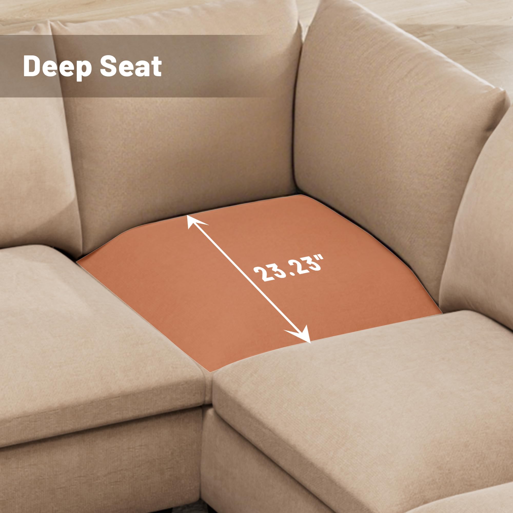 120.1" L Shaped Modular Sectional Sofa, 7 Seater Sectional Sofa with Storage Ottoman, L Shaped Cloud Couch Corner Sofa Oversized Modular Sectional Couch for Living Room (Black)