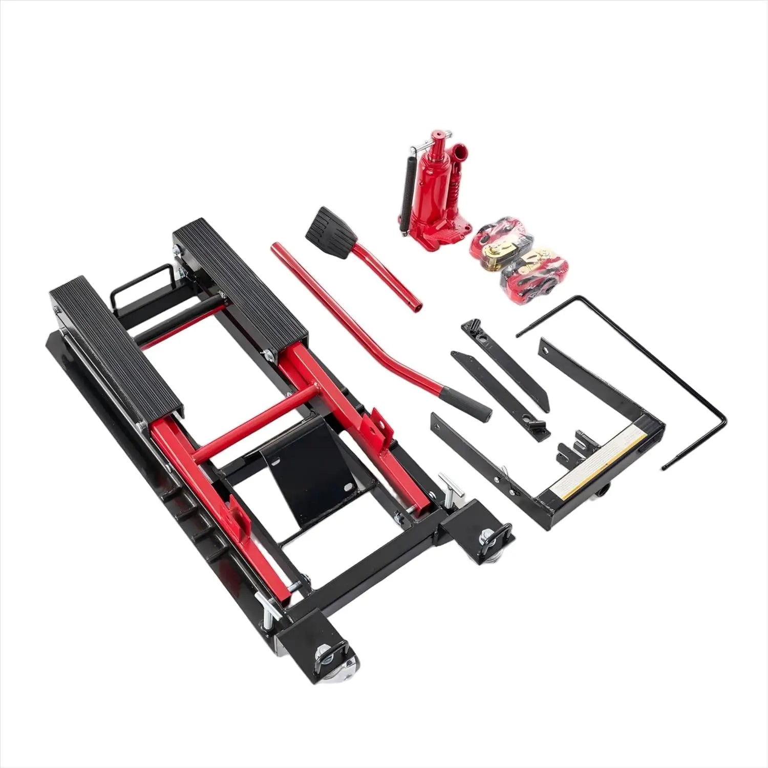 1500LBS Hydraulic Motorcycle Lift Jack, 1500 LBS Capacity Steel ATV Lift with Wheels and Handle, Portable Foot-Operated QIHAI