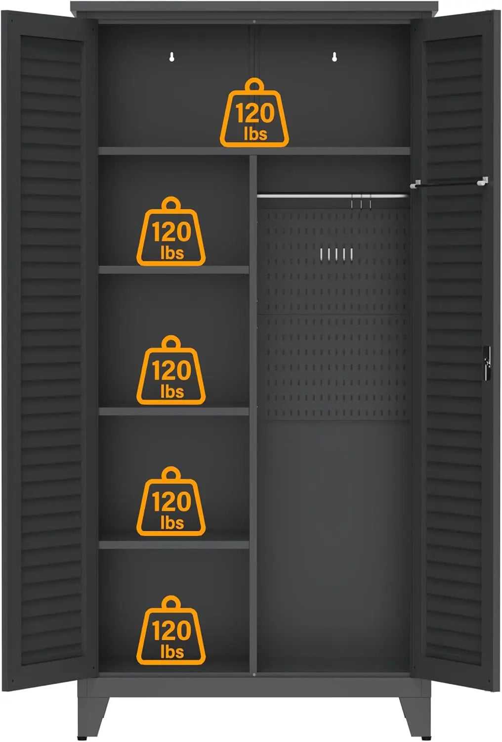 QIHAI Tool Chests & Cabinets,47'' Tall Metal Tool Storage Cabinet, with Ample Storage Space for Garage,Warehouse,Garden,Office, Living Room,Bathroom,Utility Room (47'' Tall + Slate + Steel) QIHAI