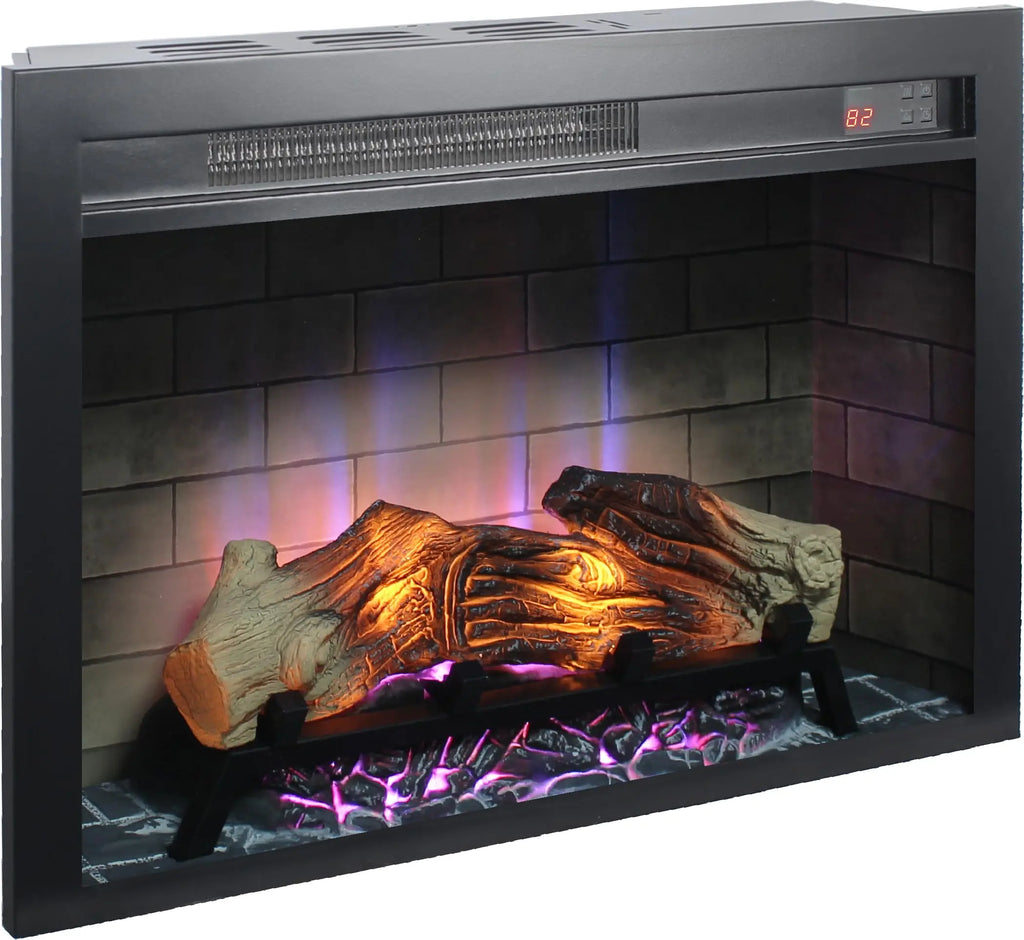 18 inch Electric Fireplace Insert, Ultra Thin Heater with Log Set & Realistic Flame, Overheating Protection (18 INCH) QIHAI
