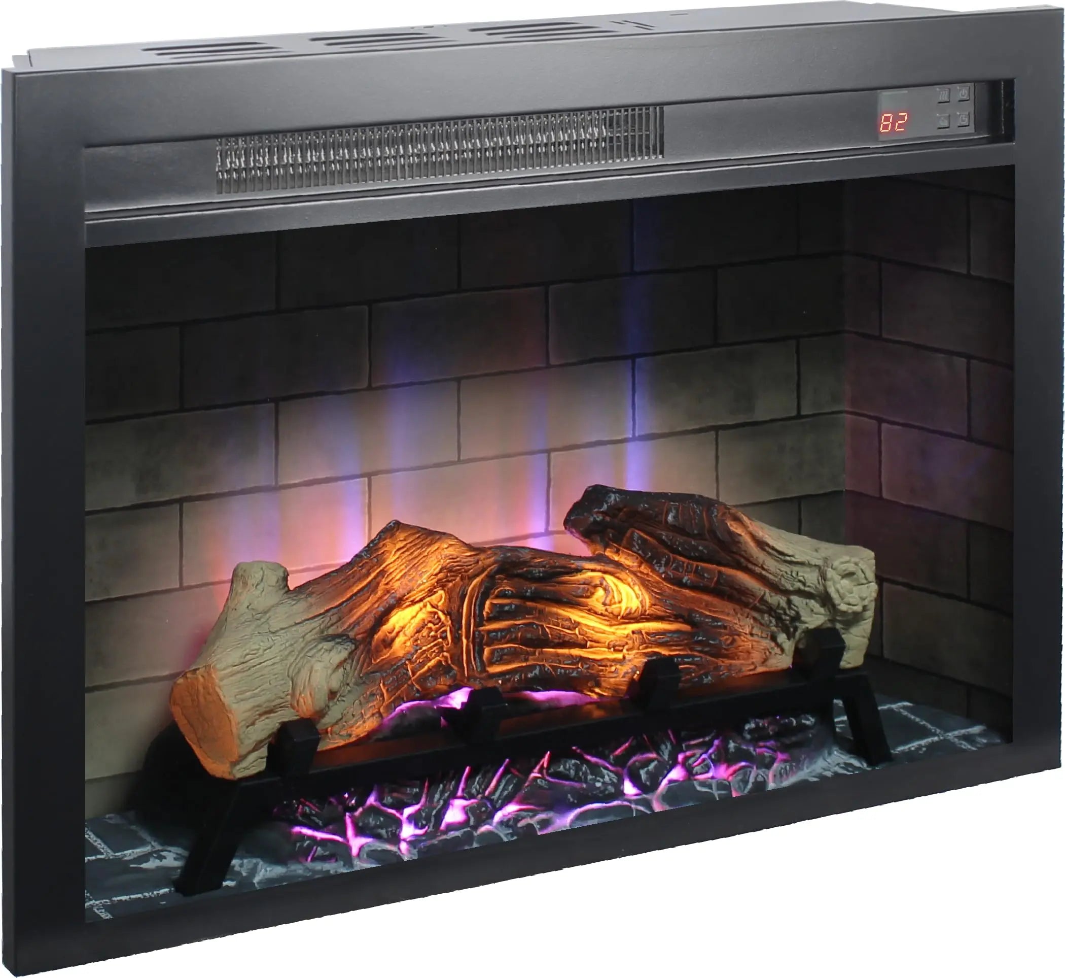 18 inch Electric Fireplace Insert, Ultra Thin Heater with Log Set & Realistic Flame, Overheating Protection (18 INCH) QIHAI