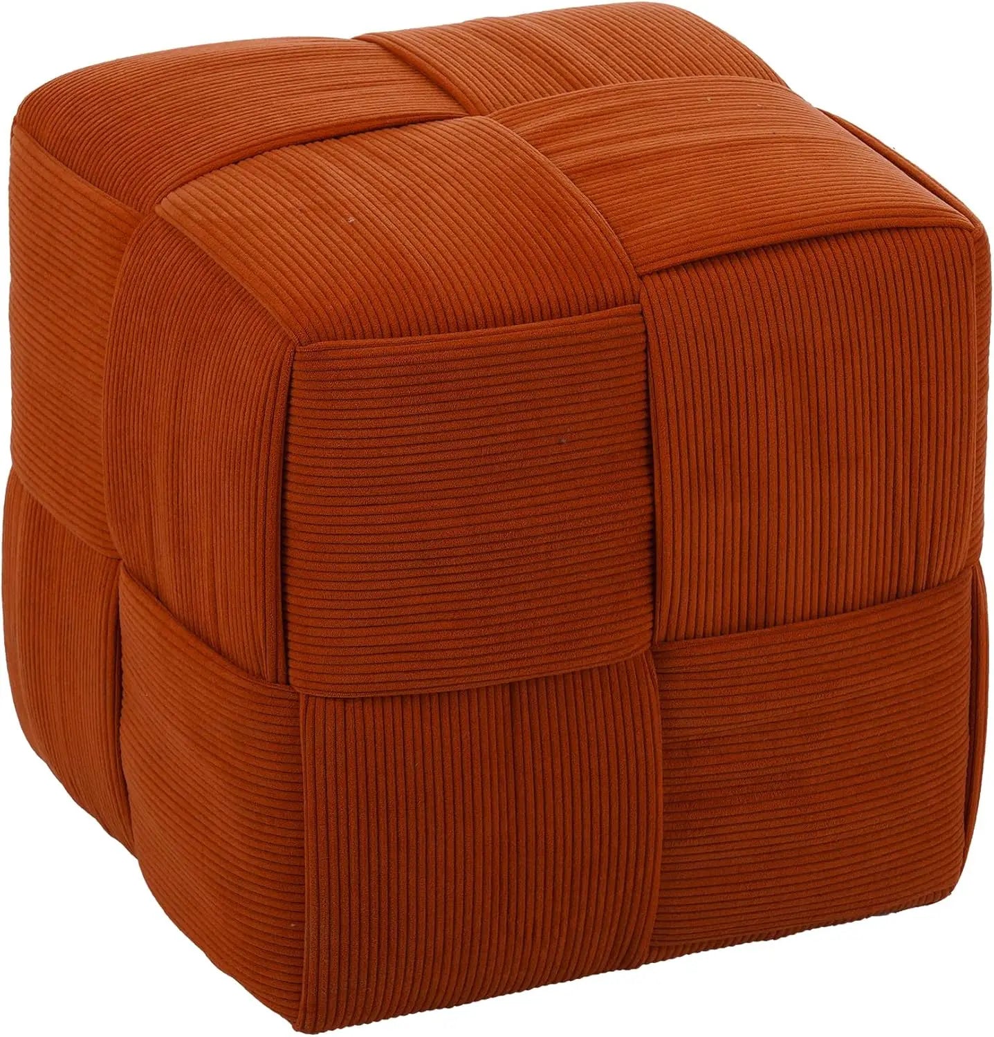 QIHAI Ottoman Foot Rest Soft and Comfortable Ottoman,Square Corduroy Woven Design Sofa Stool (Brown) QIHAI