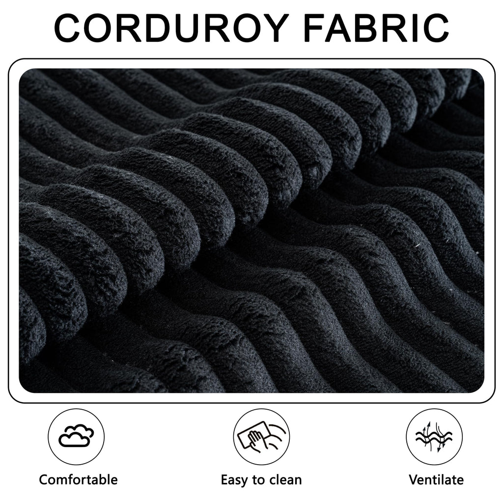 Living Room Wide Armchair Sofa, Modern Modular Recliner Sofa, L-Shaped Cloud Sofa, No Assembly Required, Corduroy Fabric, Soft and Comfortable (Foam + Gray + Corduroy + 3 Seat)