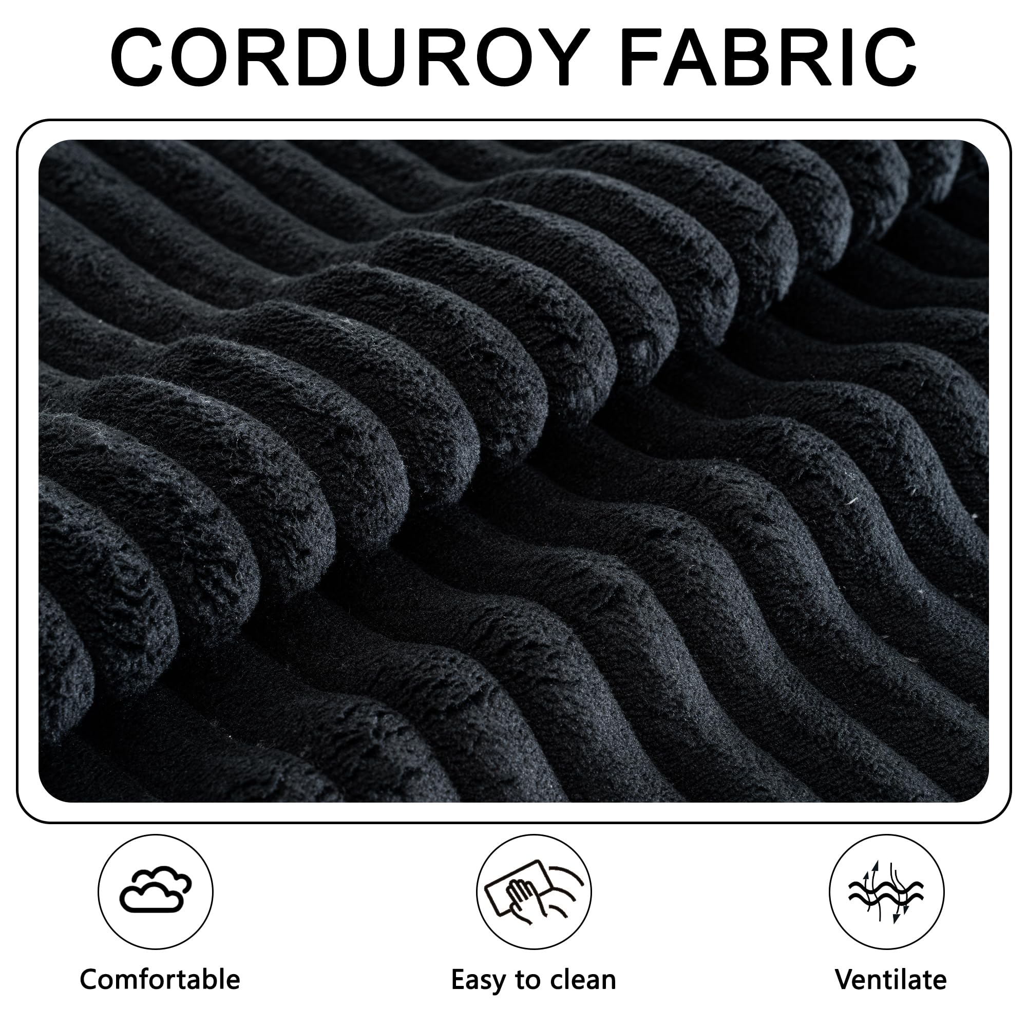 Living Room Wide Armchair Sofa, Modern Modular Recliner Sofa, L-Shaped Cloud Sofa, No Assembly Required, Corduroy Fabric, Soft and Comfortable (Foam + Gray + Corduroy + 3 Seat)