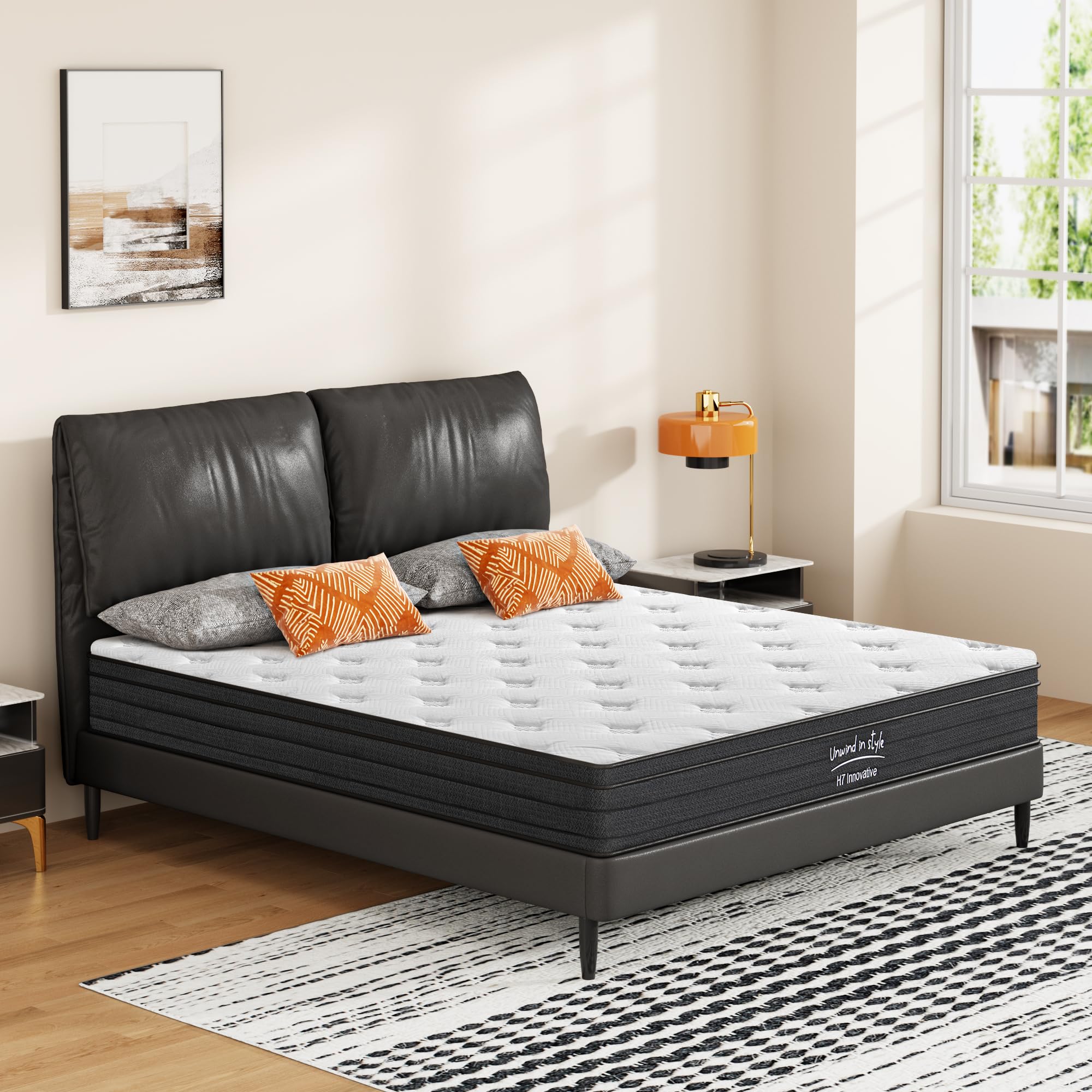 Queen 8 inch Mixed Mattress, Spring Mattress in Independent Packaging Bag, Breathable and Comfortable, Decompression, Including Gel Memory Foam, Suitable for Various bedsteads (8 Inch, Queen)