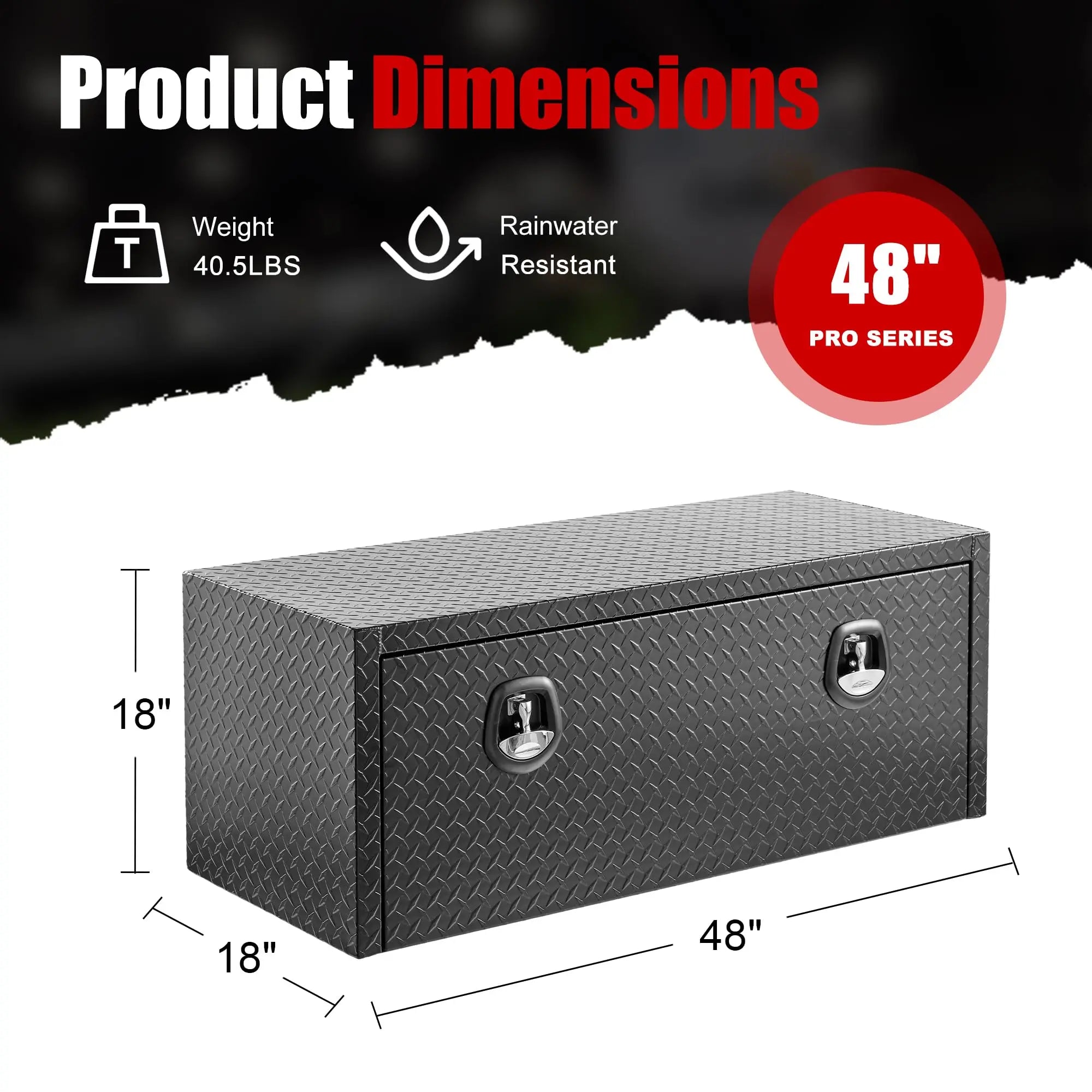 QIHAI Truck Bed Toolboxes,36 inch Aluminum Underbody Truck Tool Box Heavy Duty Underbed Toolbox Tool Storage Organizer Chest Waterproof Diamond Thread Plate Ideal for Pickup Truck ATV RV Trailer QIHAI
