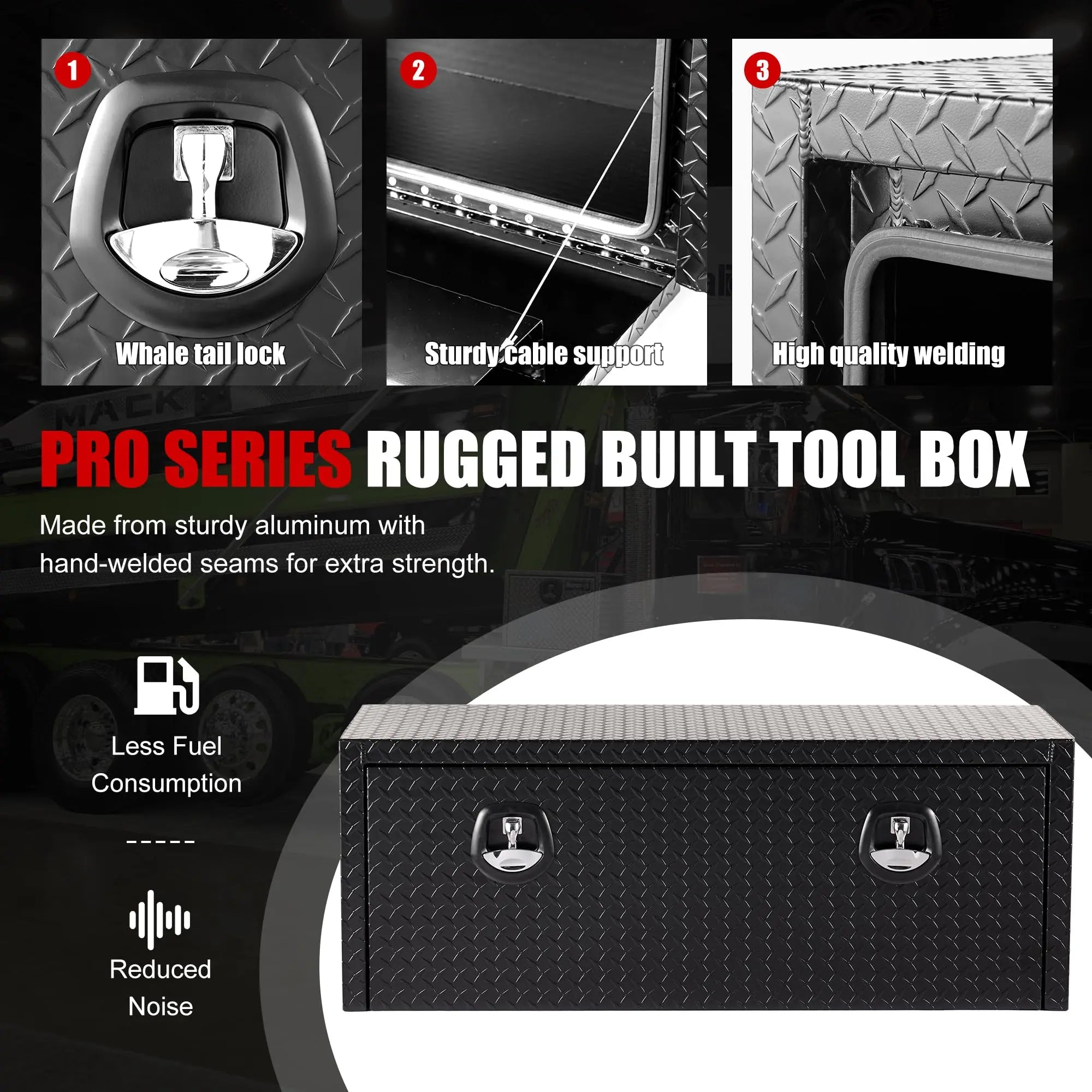 QIHAI Truck Bed Toolboxes,36 inch Aluminum Underbody Truck Tool Box Heavy Duty Underbed Toolbox Tool Storage Organizer Chest Waterproof Diamond Thread Plate Ideal for Pickup Truck ATV RV Trailer QIHAI