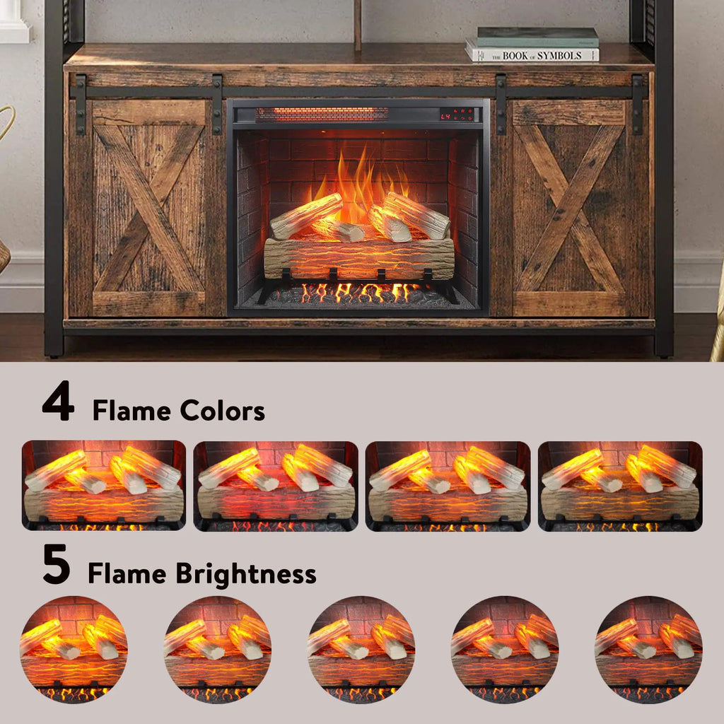 18 inch Electric Fireplace Insert, Ultra Thin Heater with Log Set & Realistic Flame, Overheating Protection (18 INCH) QIHAI