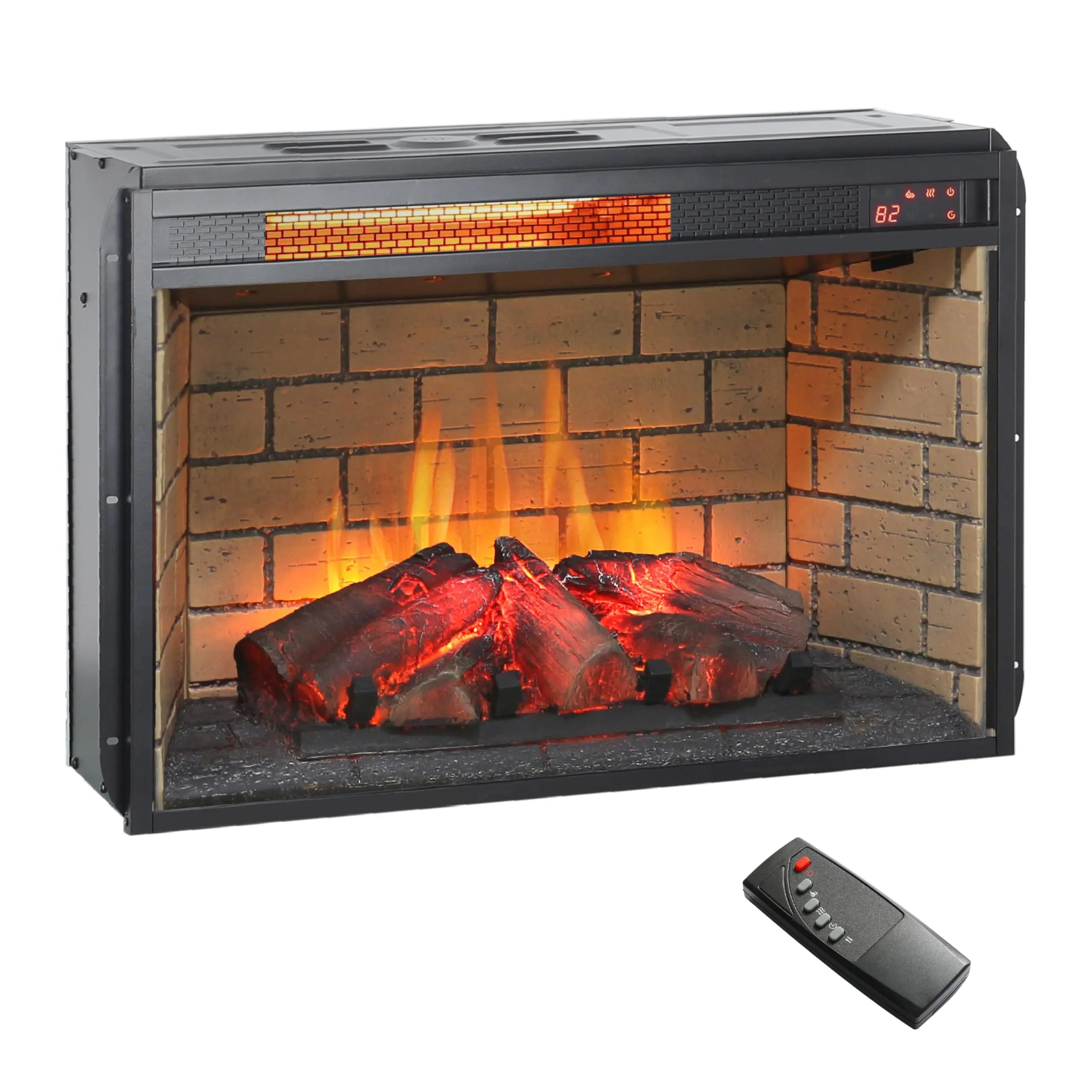 18 inch Electric Fireplace Insert, Ultra Thin Heater with Log Set & Realistic Flame, Overheating Protection (18 INCH) QIHAI