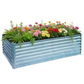 8×4×2 FT Galvanized Planter Box, Raised Garden Bed, Outdoor Above Ground Planter Extra Large Garden Box Kits for Vegetables, Flowers, Herbs (White)