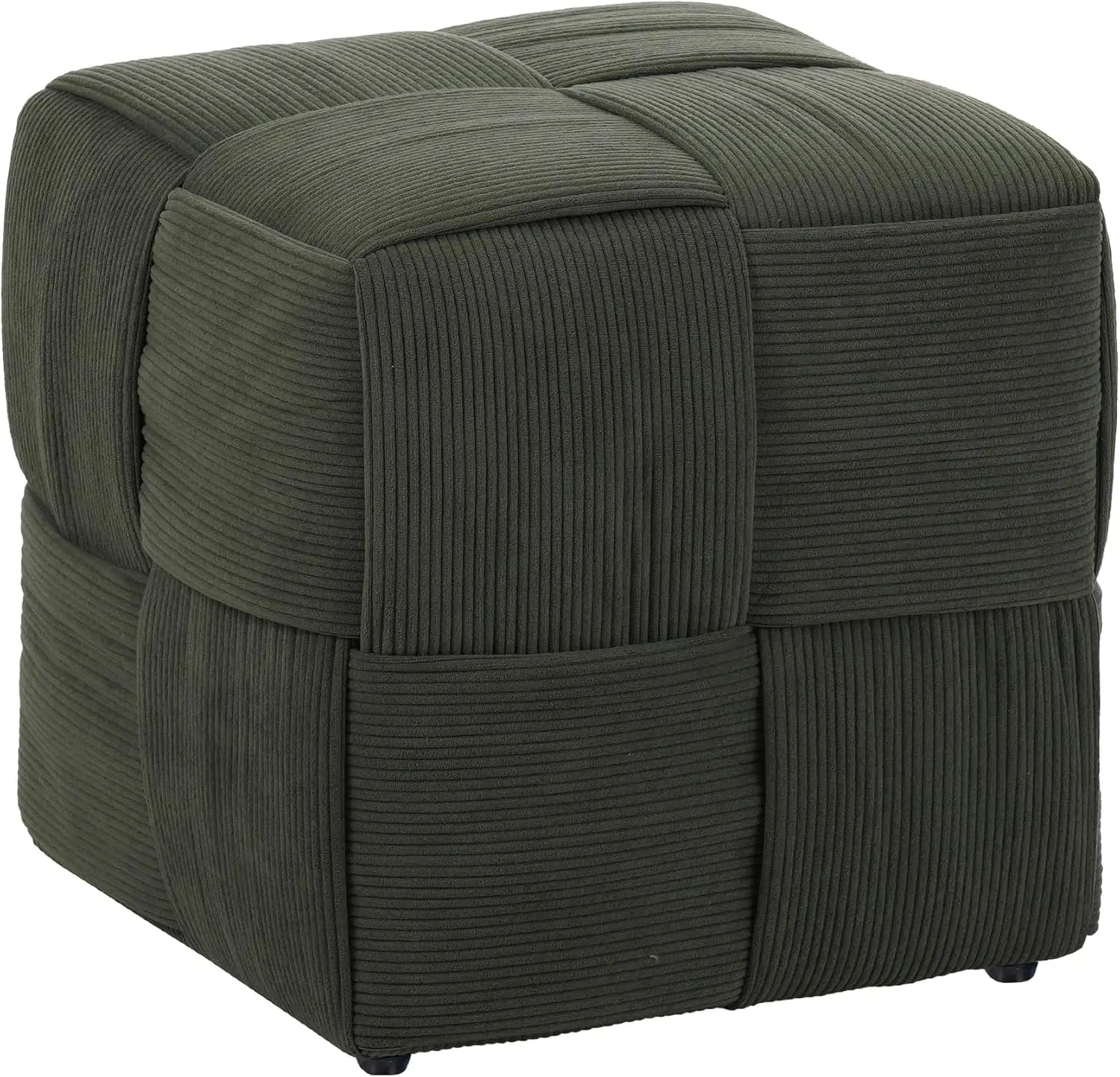 QIHAI Ottoman Foot Rest Soft and Comfortable Ottoman,Square Corduroy Woven Design Sofa Stool (Brown) QIHAI
