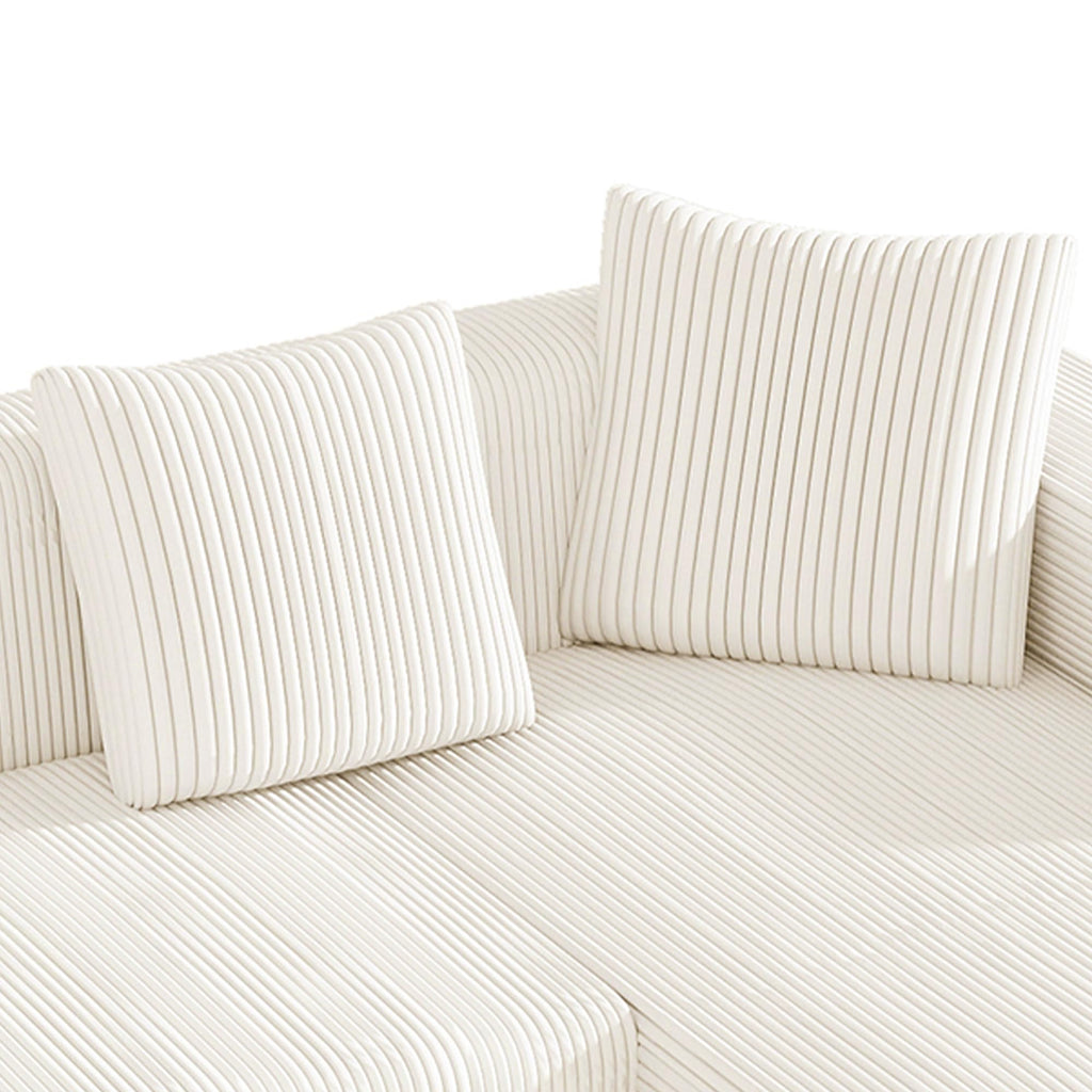 102.7" Corduroy Sectional Couch, Boneless L Shaped Couch with Deep Seat, Cloud Foam Sofa with Chaise, Sectional Sofa No Assembly Needed for Living Room and Bedroom (Black + Corduroy + 3 Seat + Foam)