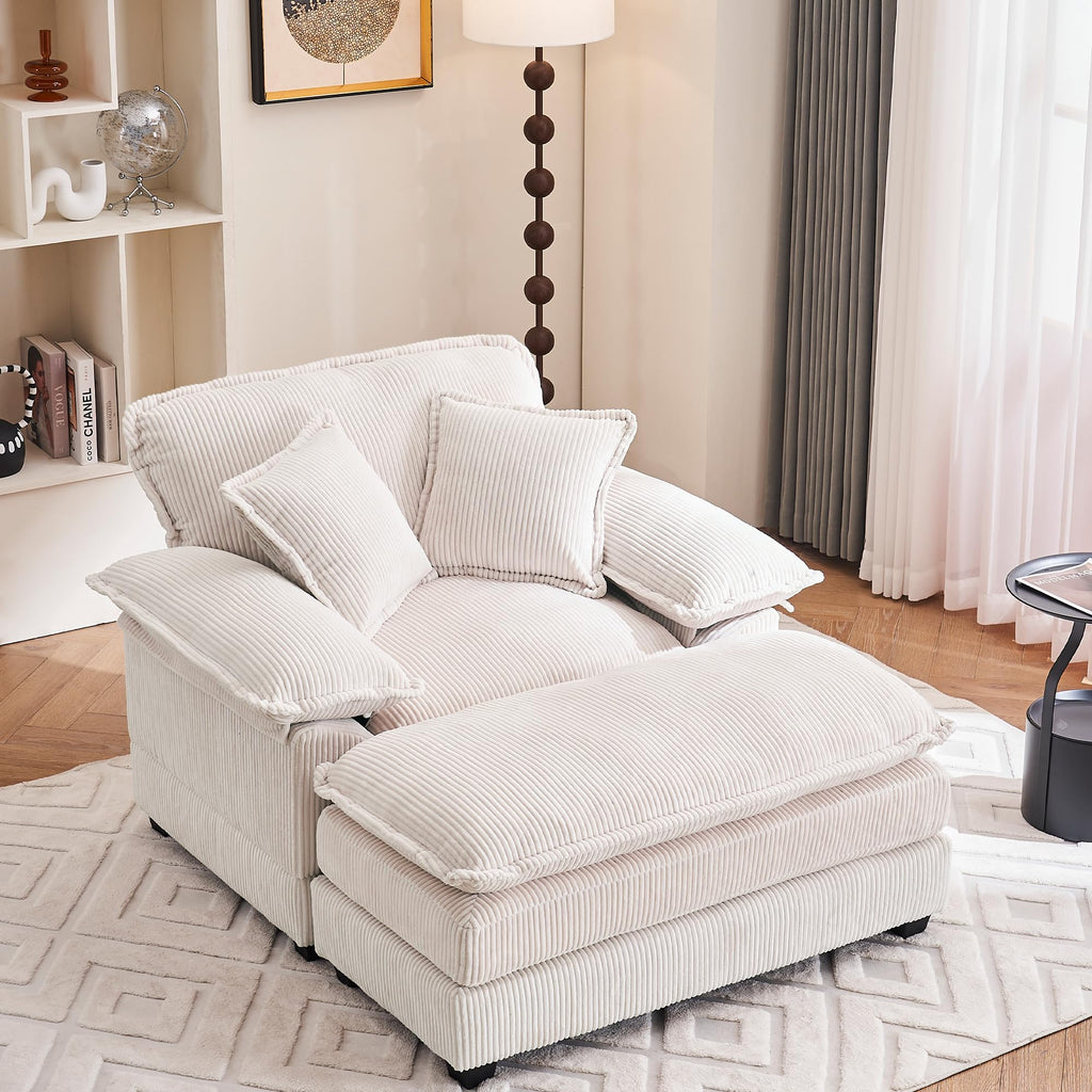 46.9" Extra-Large Reclining Sofa,Cloud Sofa Set, Equipped with 2 Soft Cushions. Single-Person Comfortable Sofa. Suitable for Living Rooms, Apartments and Offices (Black)