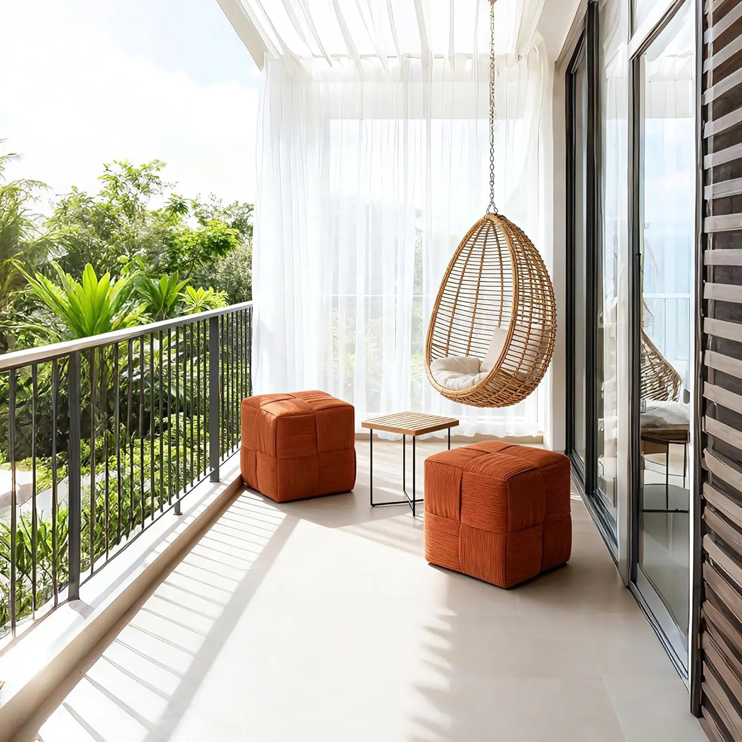 QIHAI Ottoman Foot Rest Soft and Comfortable Ottoman,Square Corduroy Woven Design Sofa Stool (Brown) QIHAI