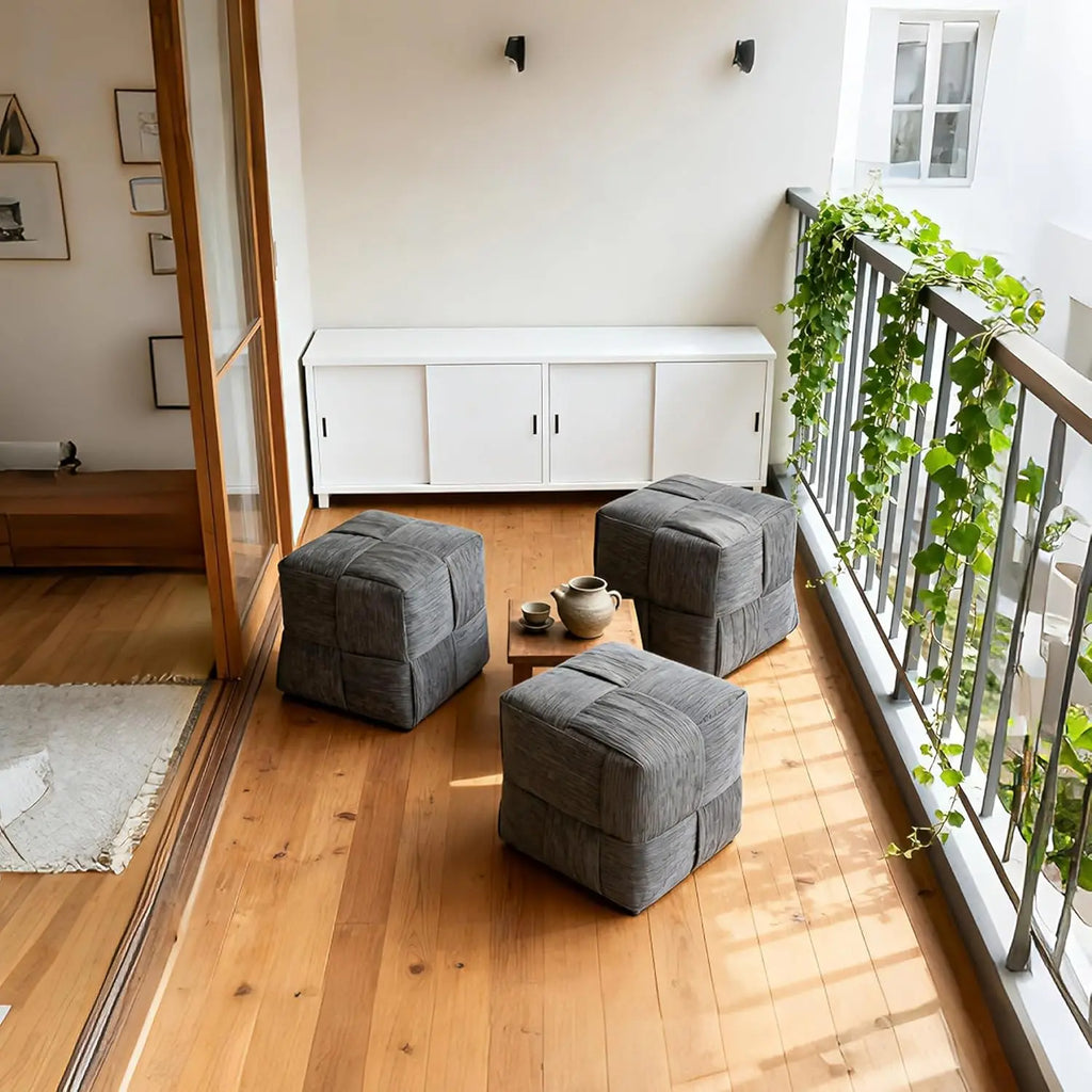 QIHAI Ottoman Foot Rest Soft and Comfortable Ottoman,Square Corduroy Woven Design Sofa Stool (Brown) QIHAI