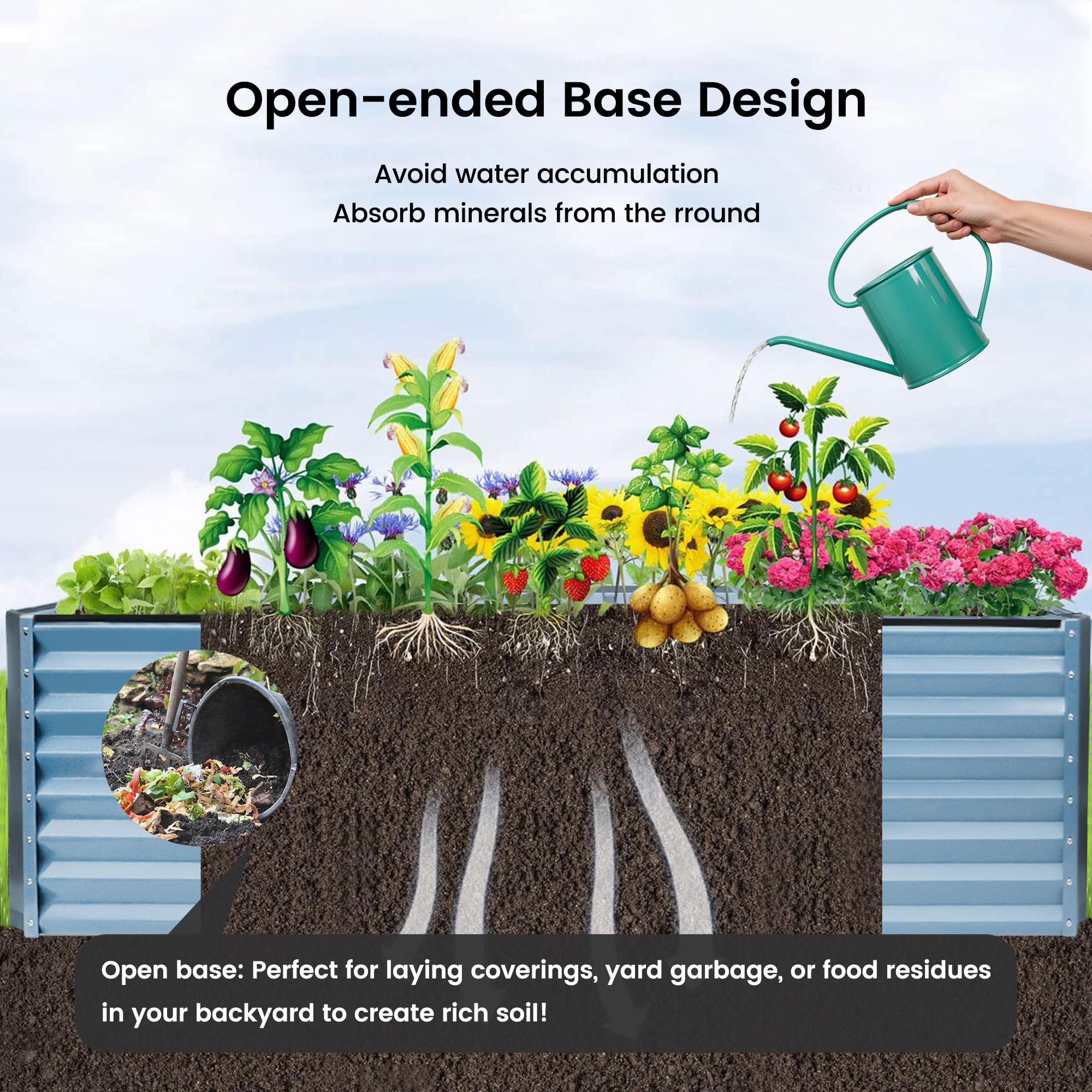 8×4×2 FT Galvanized Planter Box, Raised Garden Bed, Outdoor Above Ground Planter Extra Large Garden Box Kits for Vegetables, Flowers, Herbs (White)