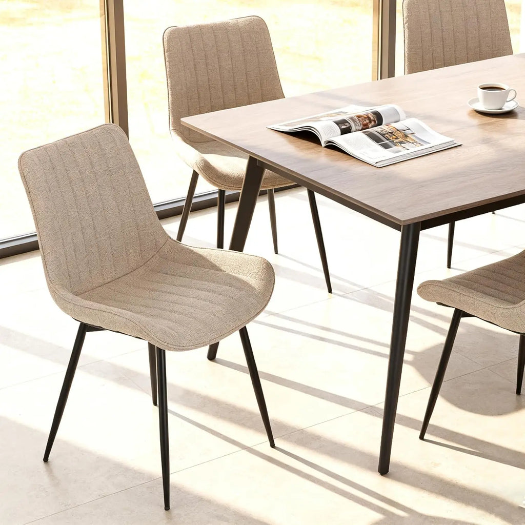 QIHAI Dining Chairs Set of 4,Soft-Seated Dining Chairs with Padded Backrests and Metal Legs for Living Room and Bedroom, Beige QIHAI