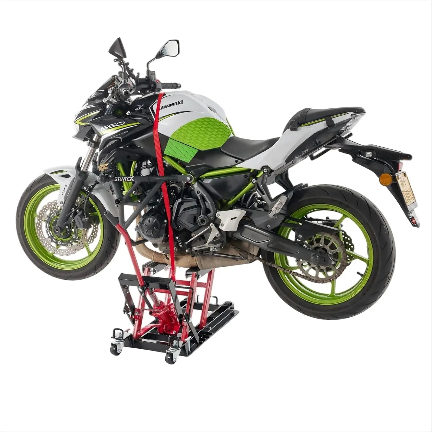 1500LBS Hydraulic Motorcycle Lift Jack, 1500 LBS Capacity Steel ATV Lift with Wheels and Handle, Portable Foot-Operated QIHAI