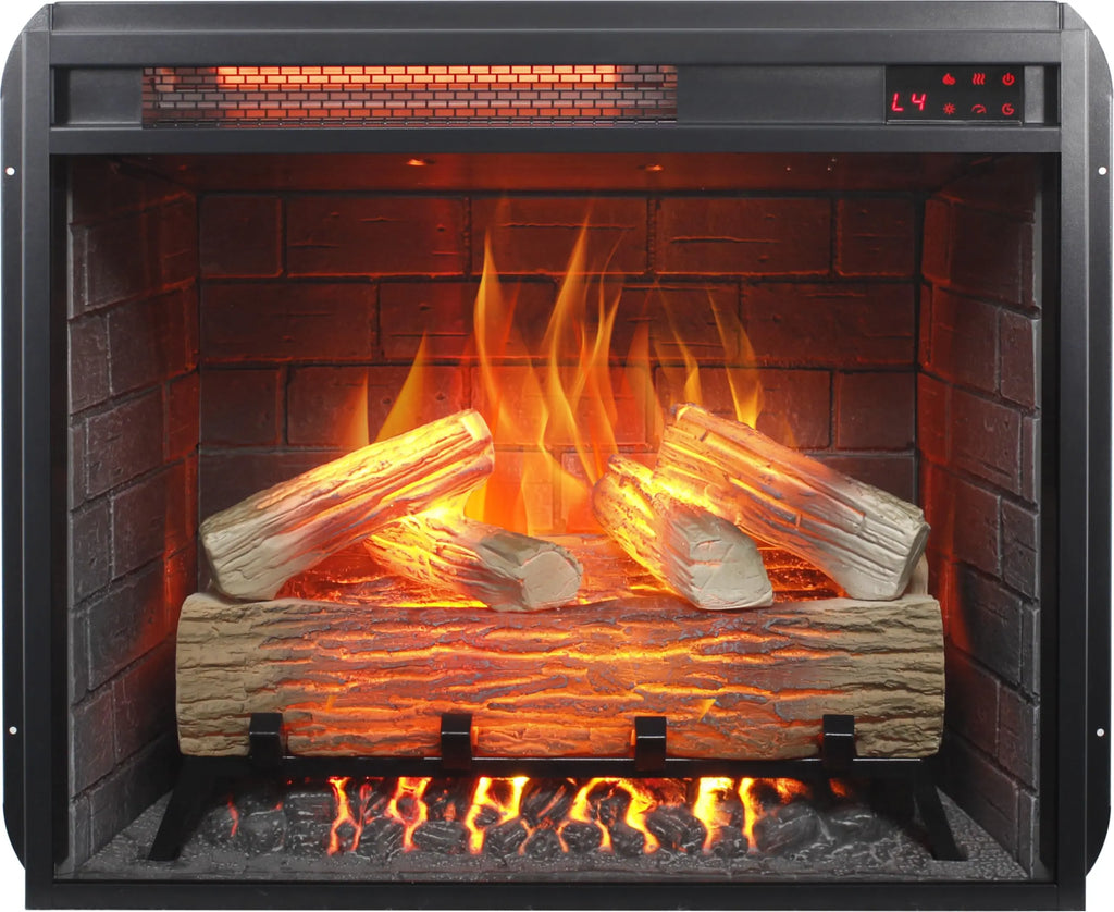 18 inch Electric Fireplace Insert, Ultra Thin Heater with Log Set & Realistic Flame, Overheating Protection (18 INCH) QIHAI