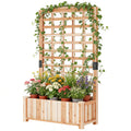 Wooden Raised Garden Bed with Trellis, Outdoor Free-Standing Trellis Planter, Standing Elevated Planter Box for Vegetables,Flowers, Fruits (35.4" L x 15.7" W x 59.4" H)