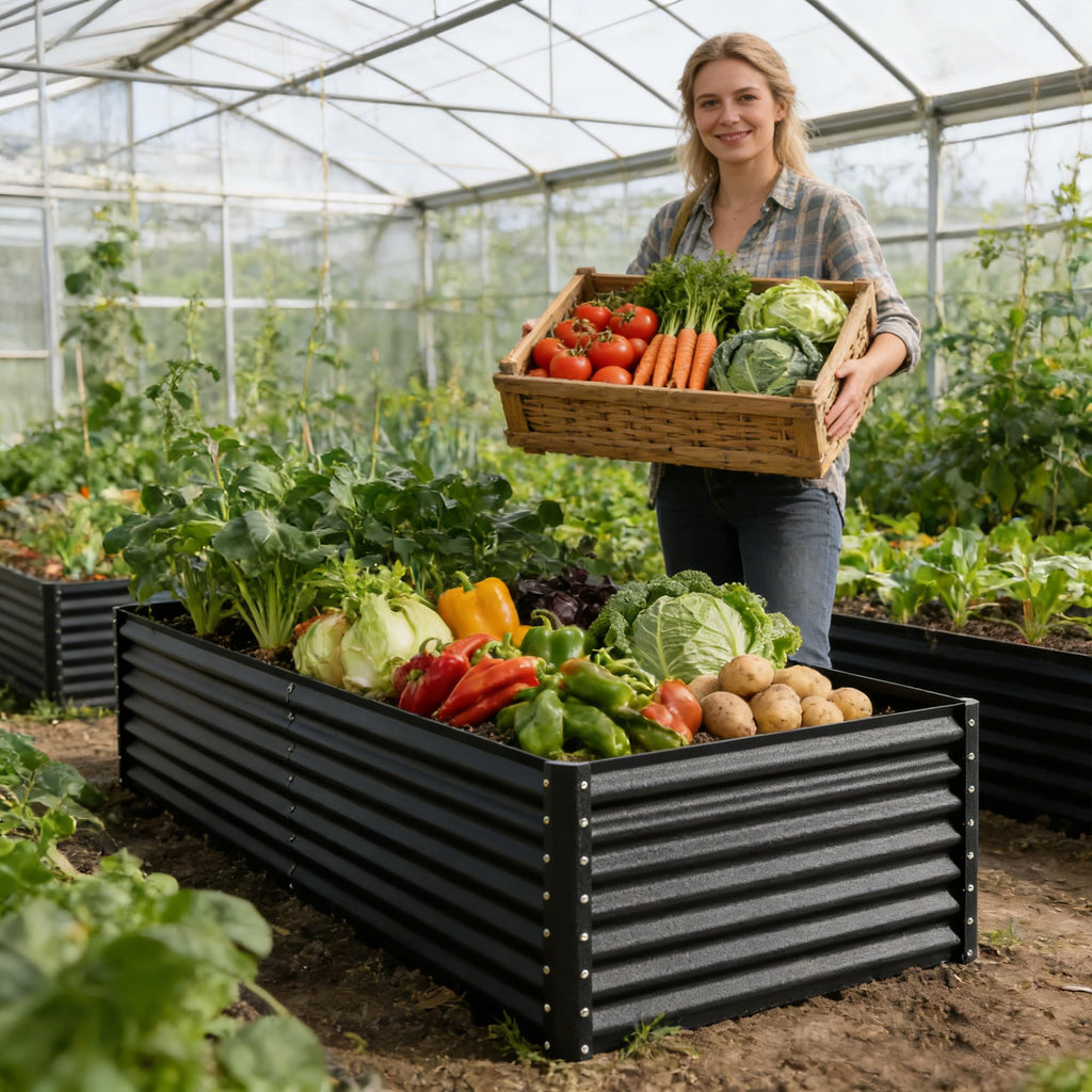 8×4×2 FT Galvanized Planter Box, Raised Garden Bed, Outdoor Above Ground Planter Extra Large Garden Box Kits for Vegetables, Flowers, Herbs (White)