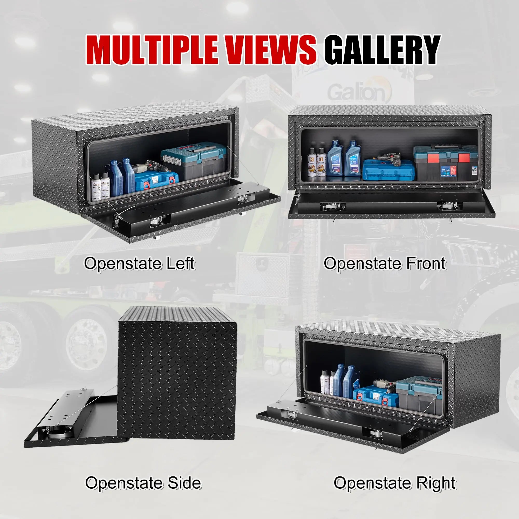 QIHAI Truck Bed Toolboxes,36 inch Aluminum Underbody Truck Tool Box Heavy Duty Underbed Toolbox Tool Storage Organizer Chest Waterproof Diamond Thread Plate Ideal for Pickup Truck ATV RV Trailer QIHAI