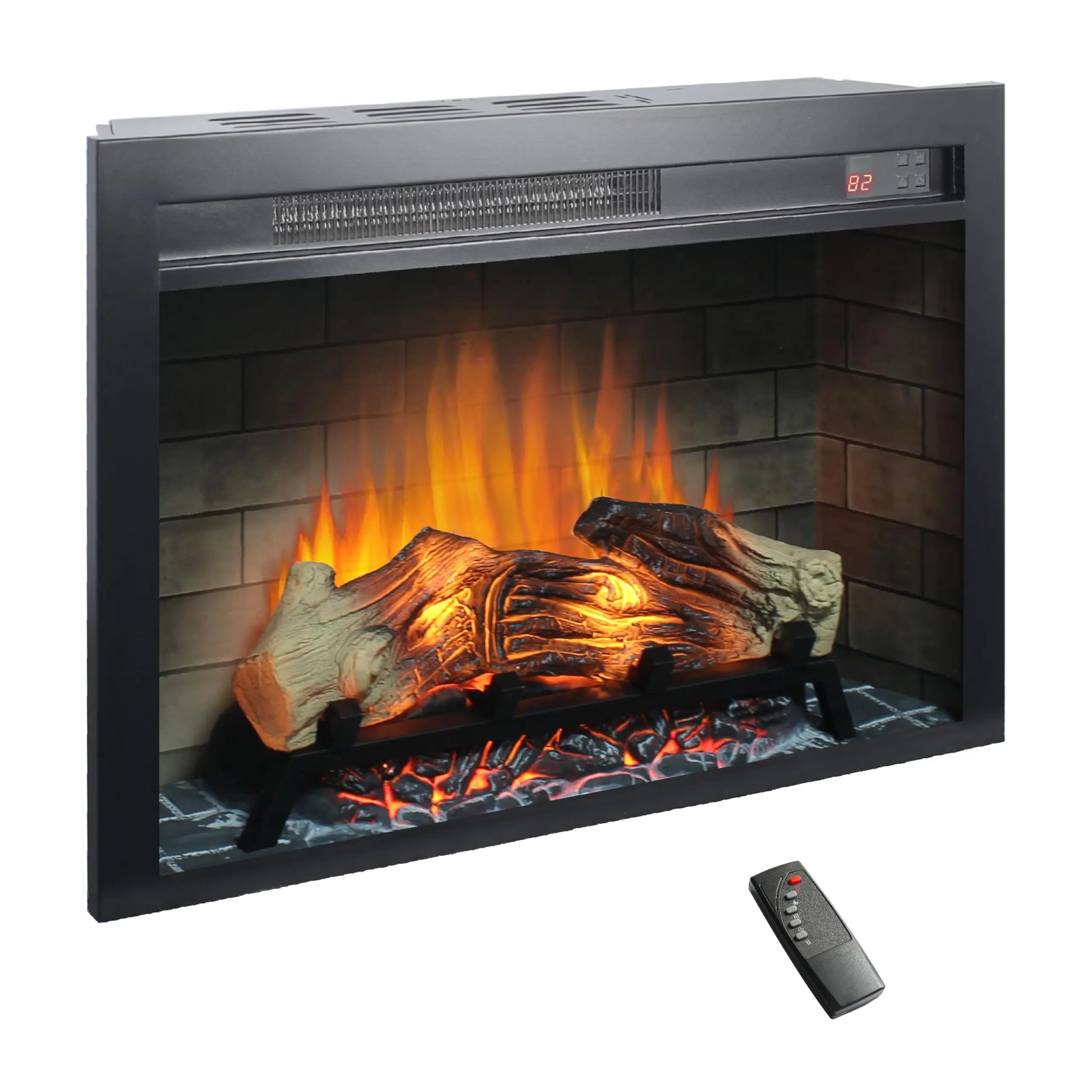 18 inch Electric Fireplace Insert, Ultra Thin Heater with Log Set & Realistic Flame, Overheating Protection (18 INCH) QIHAI