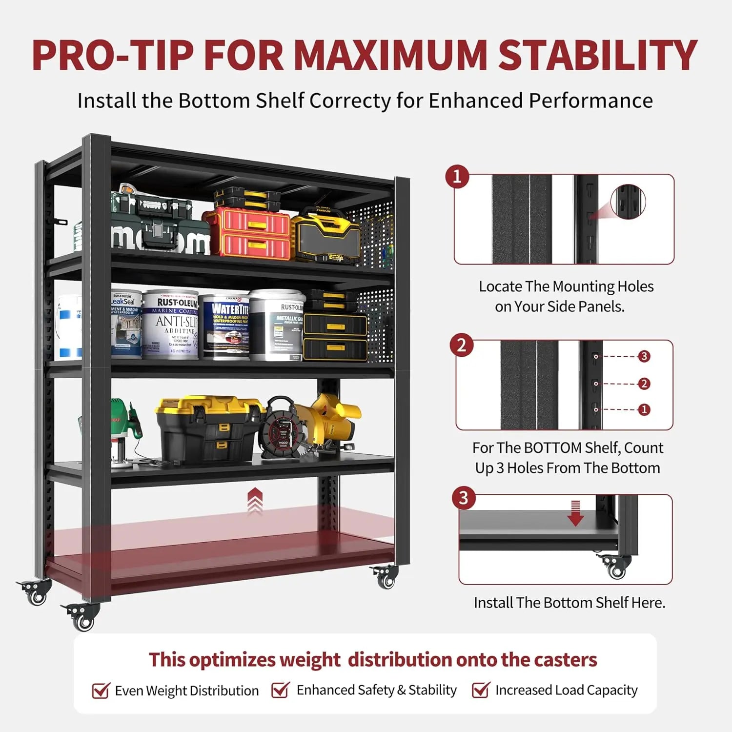 QIHAI 5 Tier Metal Shelves for Storage Garage Shelving 2000LBS Heavy Duty Storage Shelves Adjustable Garage Shelf Industrial Shelving Unit Storage Utility Rack,35.4" W*15.7" D*72" H,Black QIHAI
