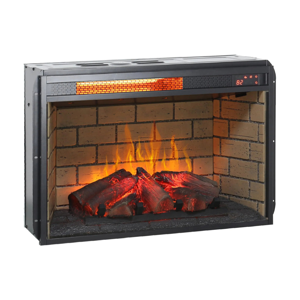 18 inch Electric Fireplace Insert, Ultra Thin Heater with Log Set & Realistic Flame, Overheating Protection (18 INCH) QIHAI