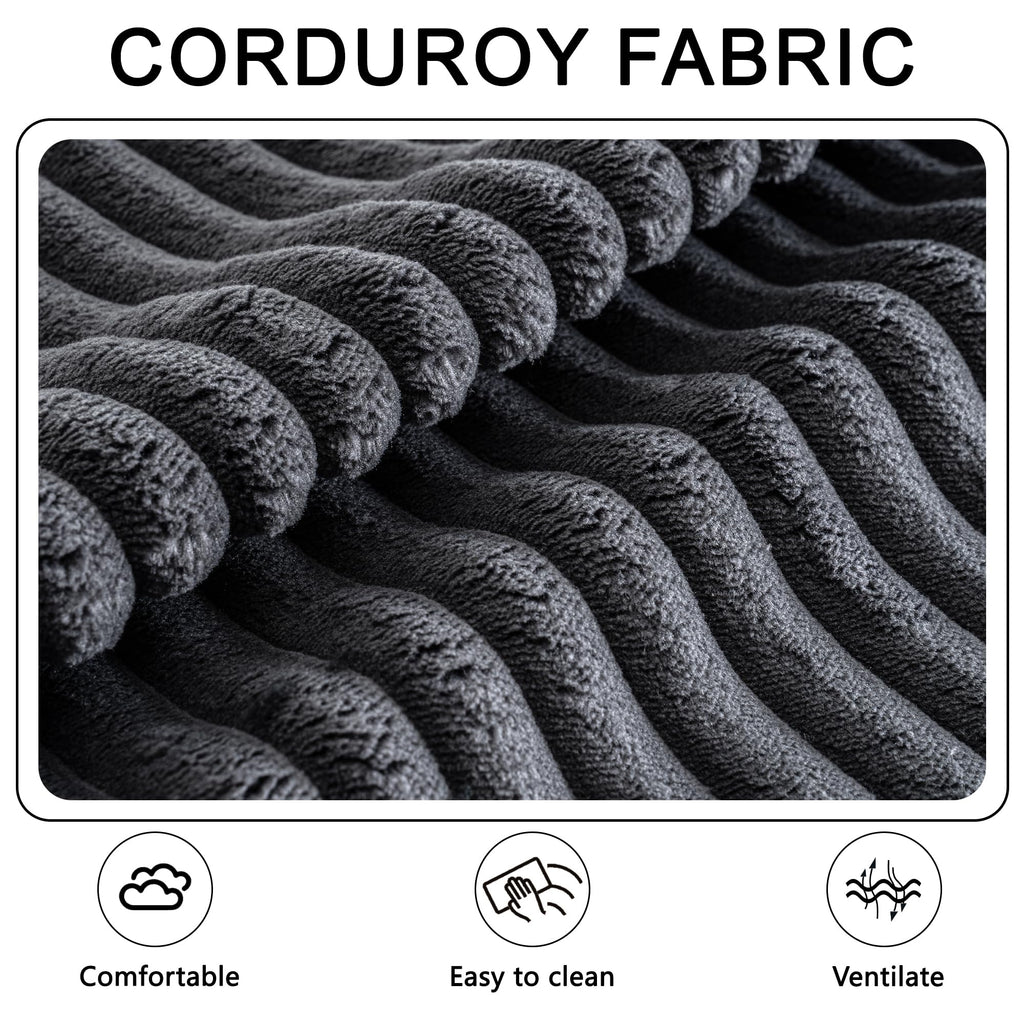 Living Room Wide Armchair Sofa, Modern Modular Recliner Sofa, L-Shaped Cloud Sofa, No Assembly Required, Corduroy Fabric, Soft and Comfortable (Foam + Gray + Corduroy + 3 Seat)