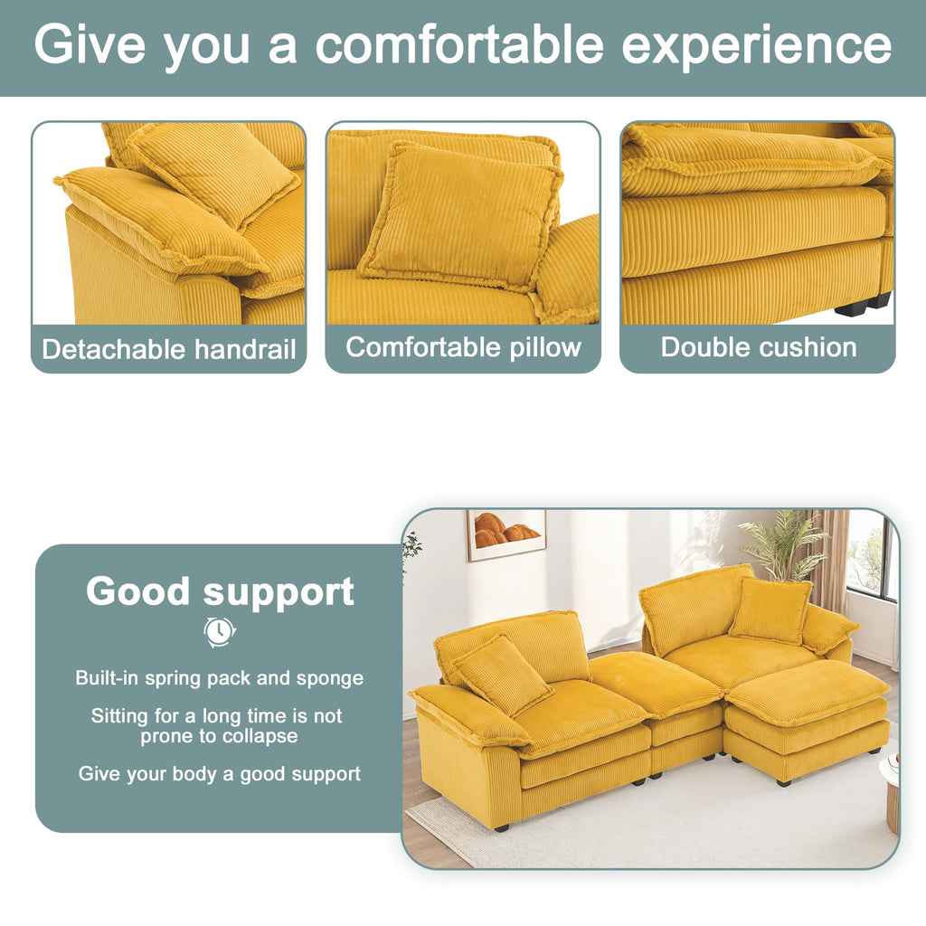 Modular Sectional Sofa,Comfortable Cloud Sofa,Modern Style Sofa,Suitable for Use in The Living Room (Gray)