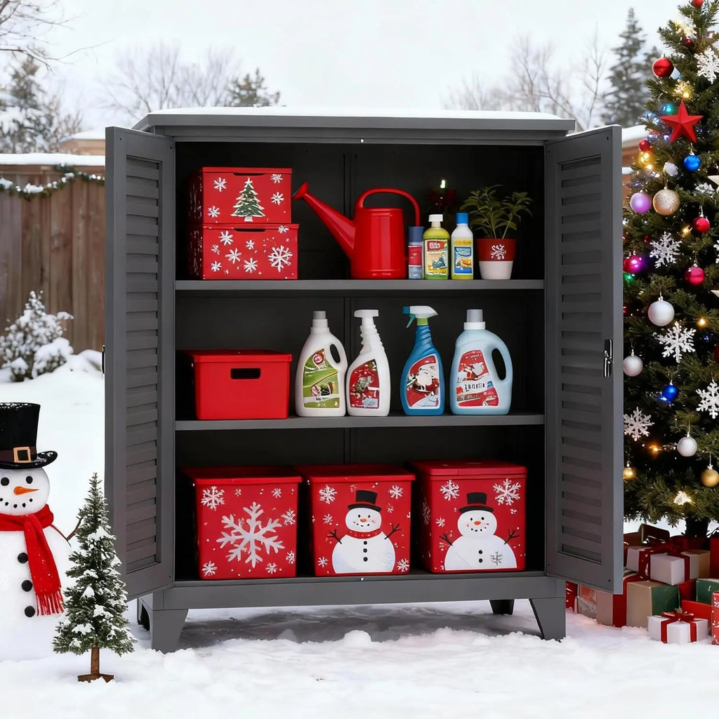 QIHAI Tool Chests & Cabinets,47'' Tall Metal Tool Storage Cabinet, with Ample Storage Space for Garage,Warehouse,Garden,Office, Living Room,Bathroom,Utility Room (47'' Tall + Slate + Steel) QIHAI