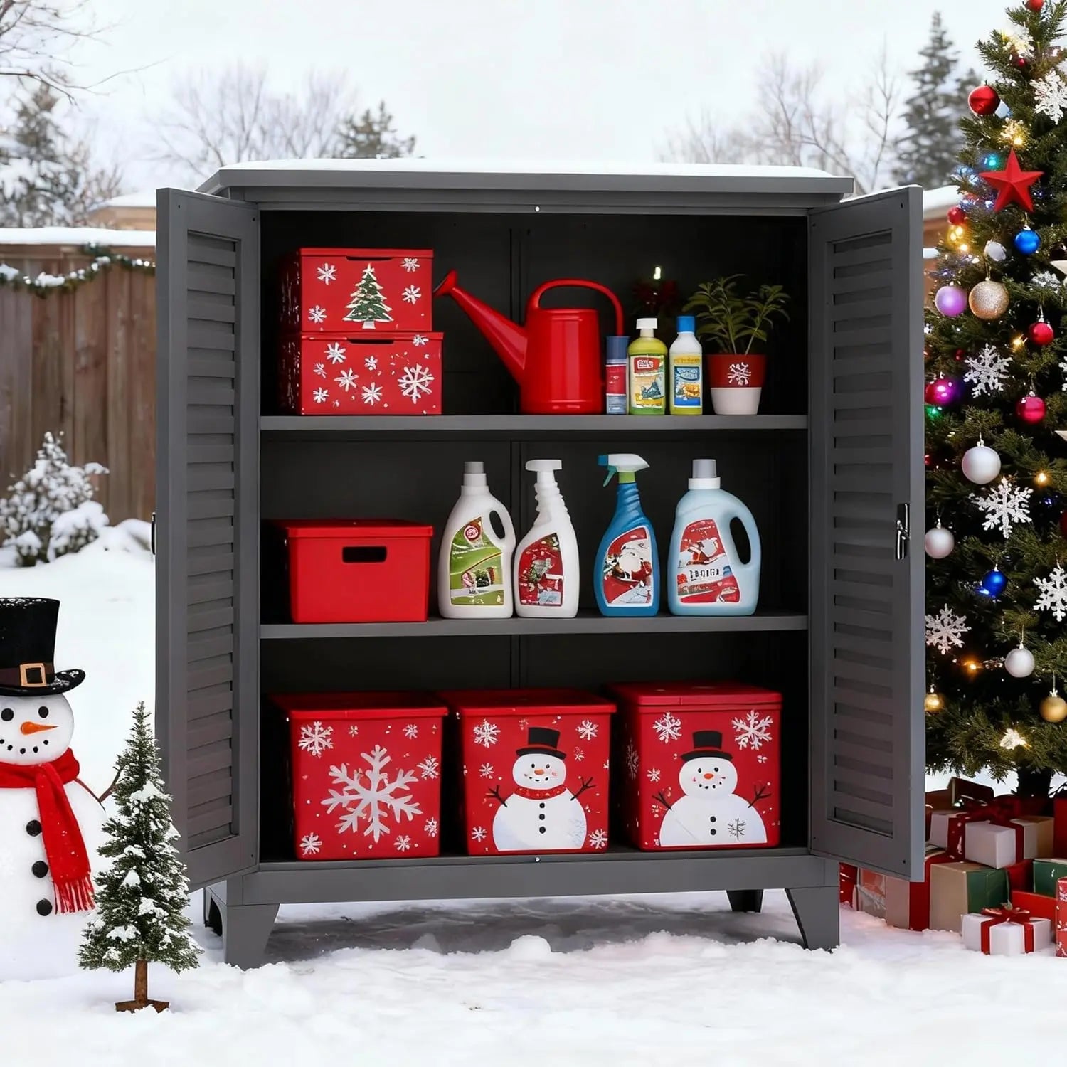 QIHAI Tool Chests & Cabinets,47'' Tall Metal Tool Storage Cabinet, with Ample Storage Space for Garage,Warehouse,Garden,Office, Living Room,Bathroom,Utility Room (47'' Tall + Slate + Steel) QIHAI