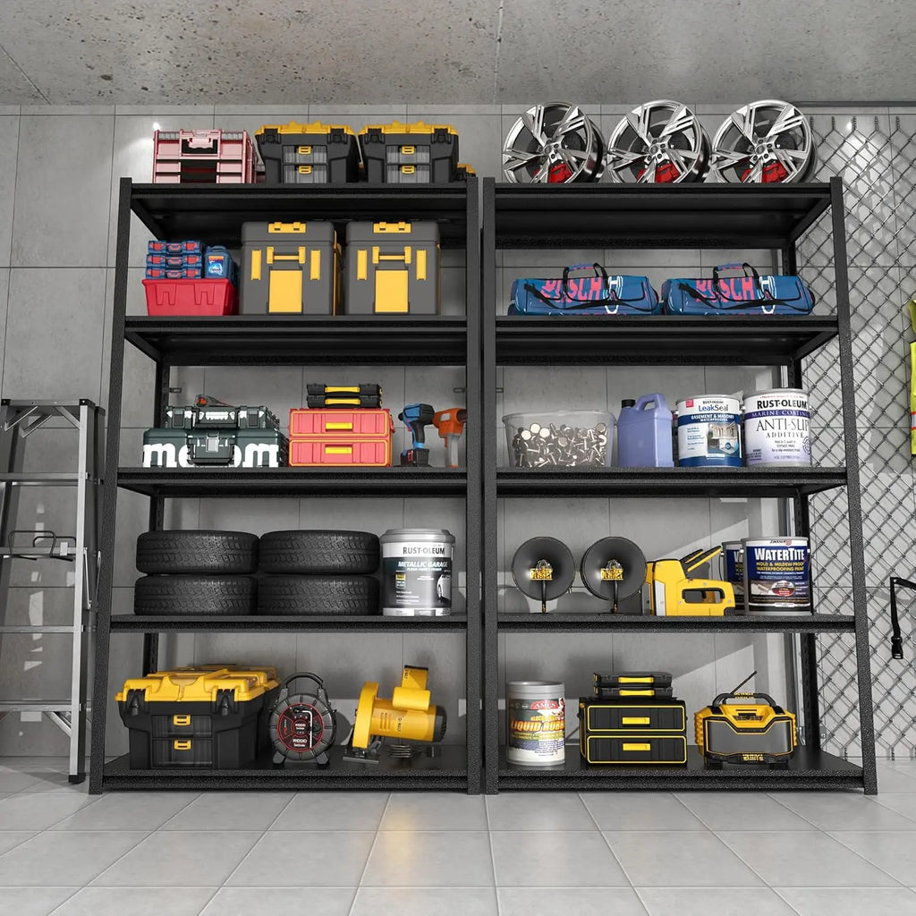 QIHAI 5 Tier Metal Shelves for Storage Garage Shelving 2000LBS Heavy Duty Storage Shelves Adjustable Garage Shelf Industrial Shelving Unit Storage Utility Rack,35.4" W*15.7" D*72" H,Black QIHAI