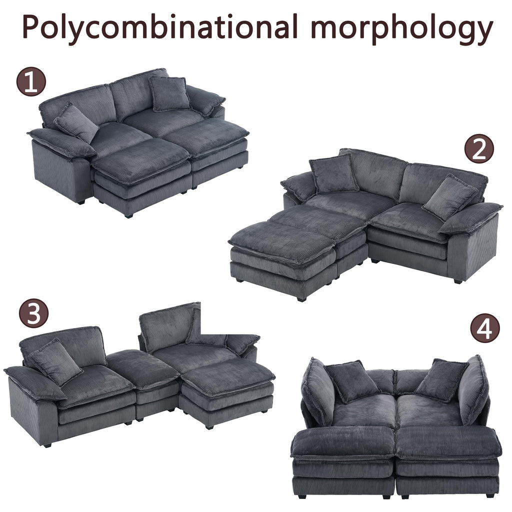 Modular Sectional Sofa,Comfortable Cloud Sofa,Modern Style Sofa,Suitable for Use in The Living Room (Gray)