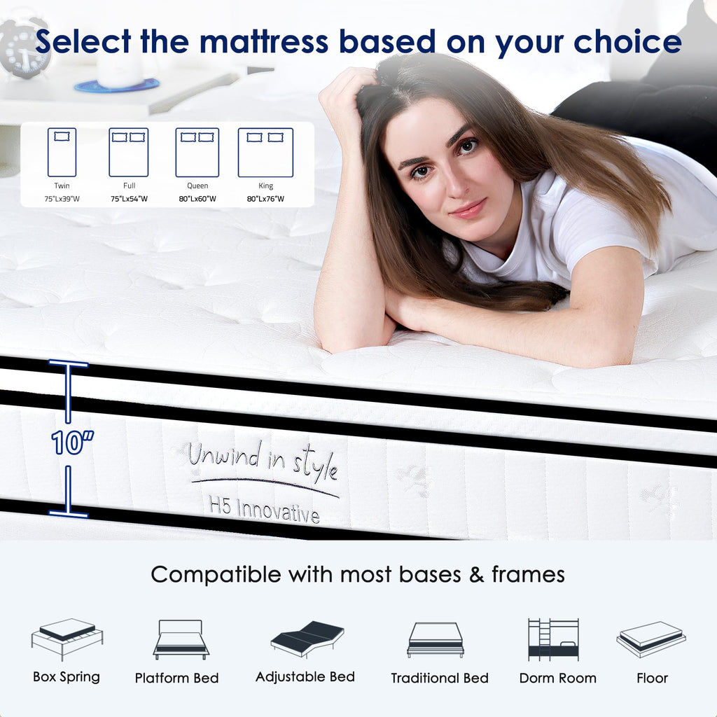 Twin Mattress 12 Inch, Memory Foam Mattress with Pocket Spring, Soft & Comfortable Medium Firm (12 inch, Twin)