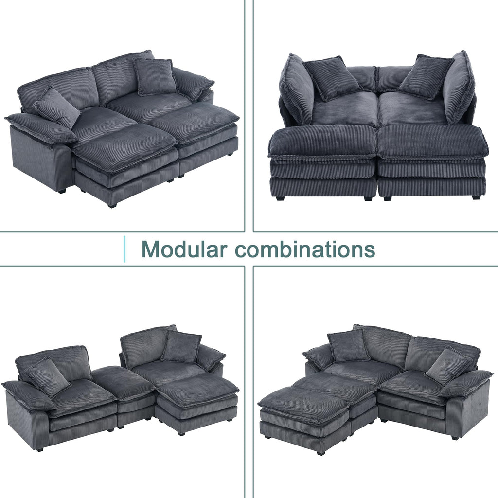 Modular Sectional Sofa,Comfortable Cloud Sofa,Modern Style Sofa,Suitable for Use in The Living Room (Gray)