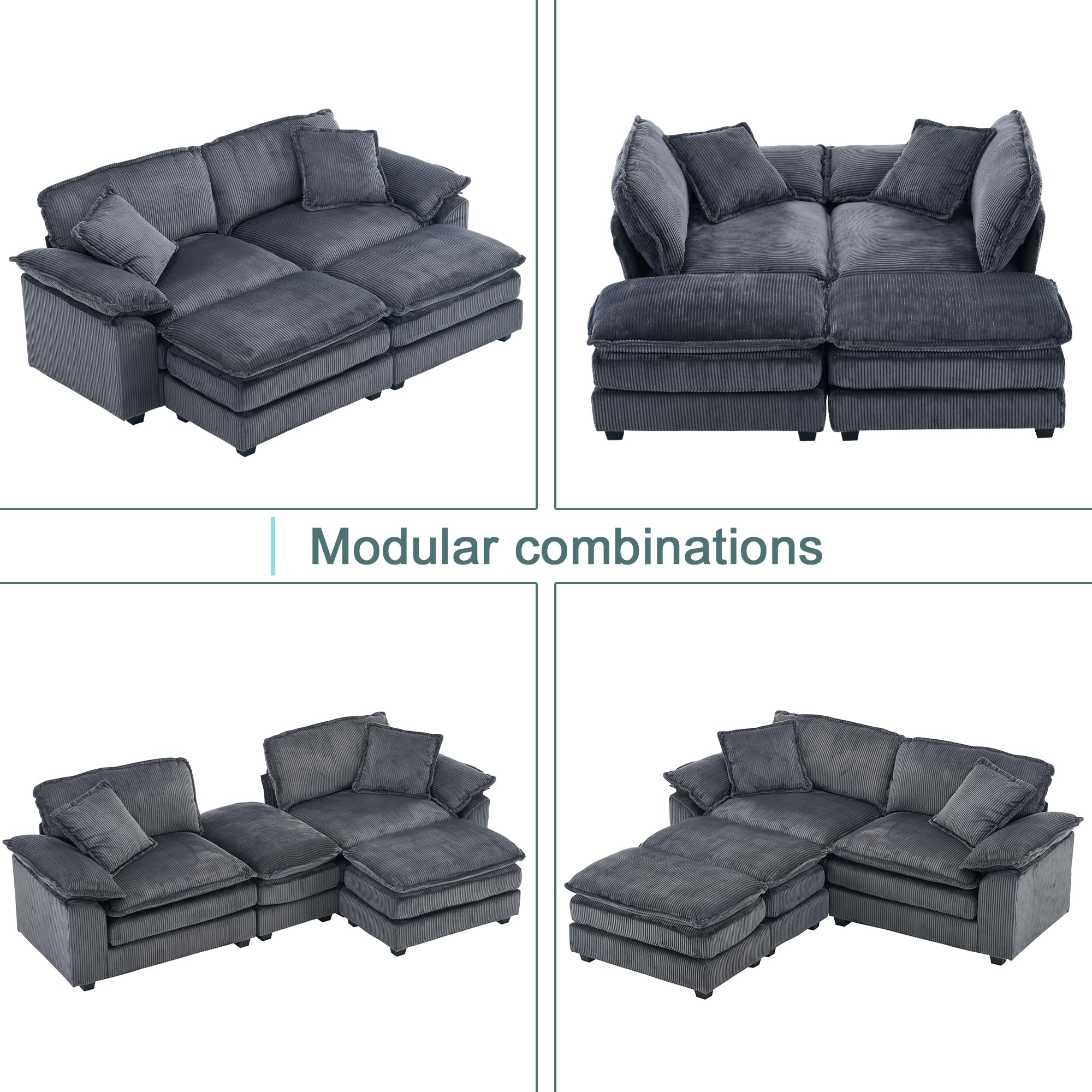 Modular Sectional Sofa,Comfortable Cloud Sofa,Modern Style Sofa,Suitable for Use in The Living Room (Gray)