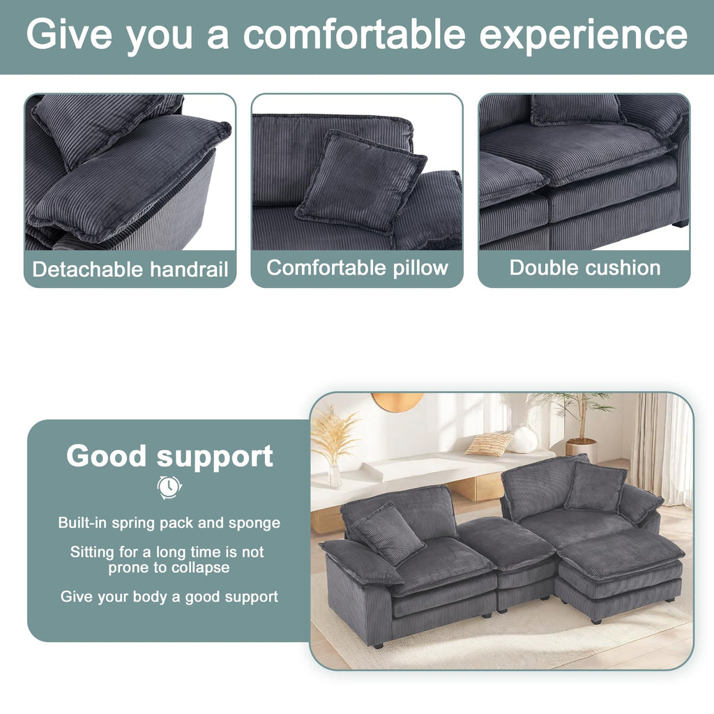 Modular Sectional Sofa,Comfortable Cloud Sofa,Modern Style Sofa,Suitable for Use in The Living Room (Gray)