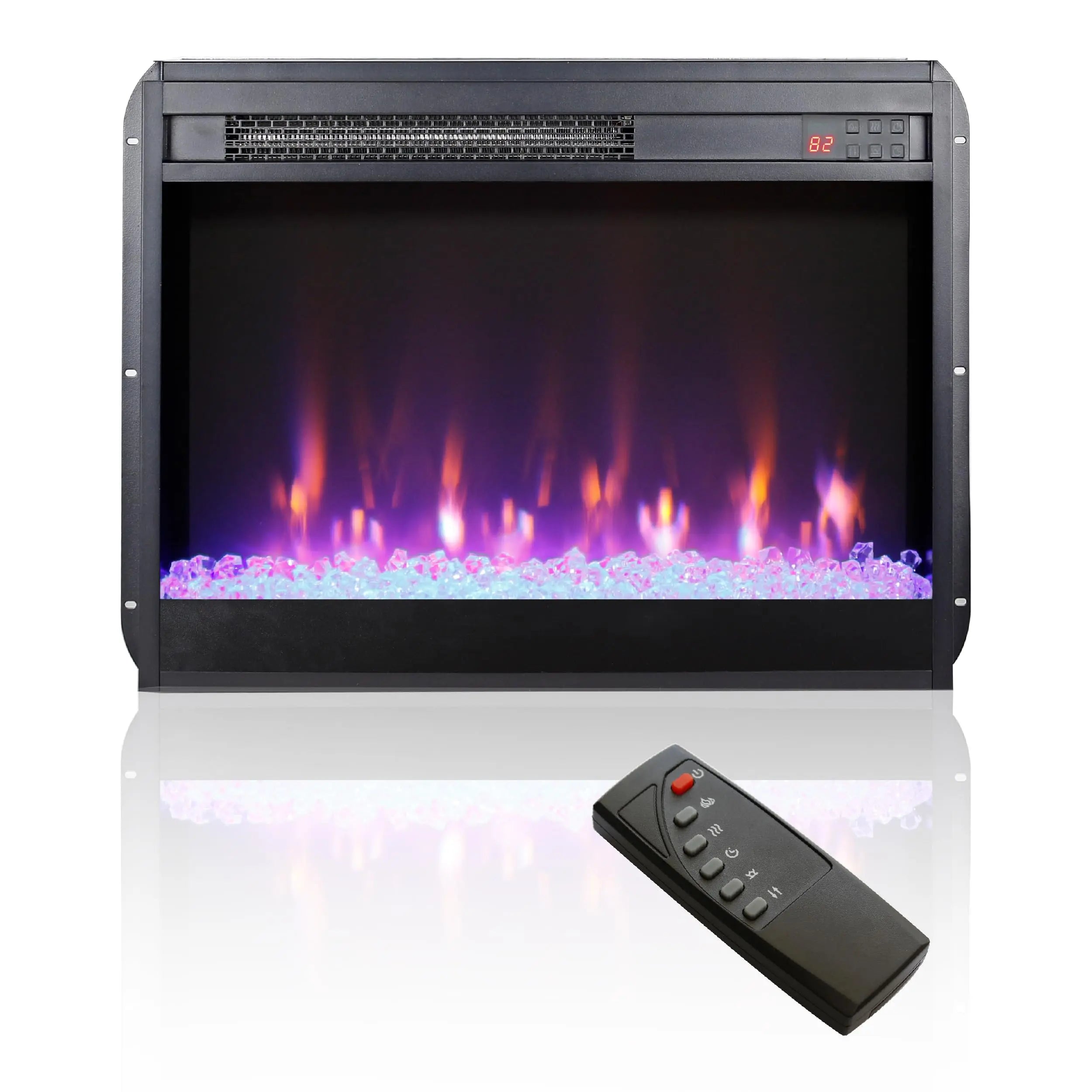 18 inch Electric Fireplace Insert, Ultra Thin Heater with Log Set & Realistic Flame, Overheating Protection (18 INCH) QIHAI