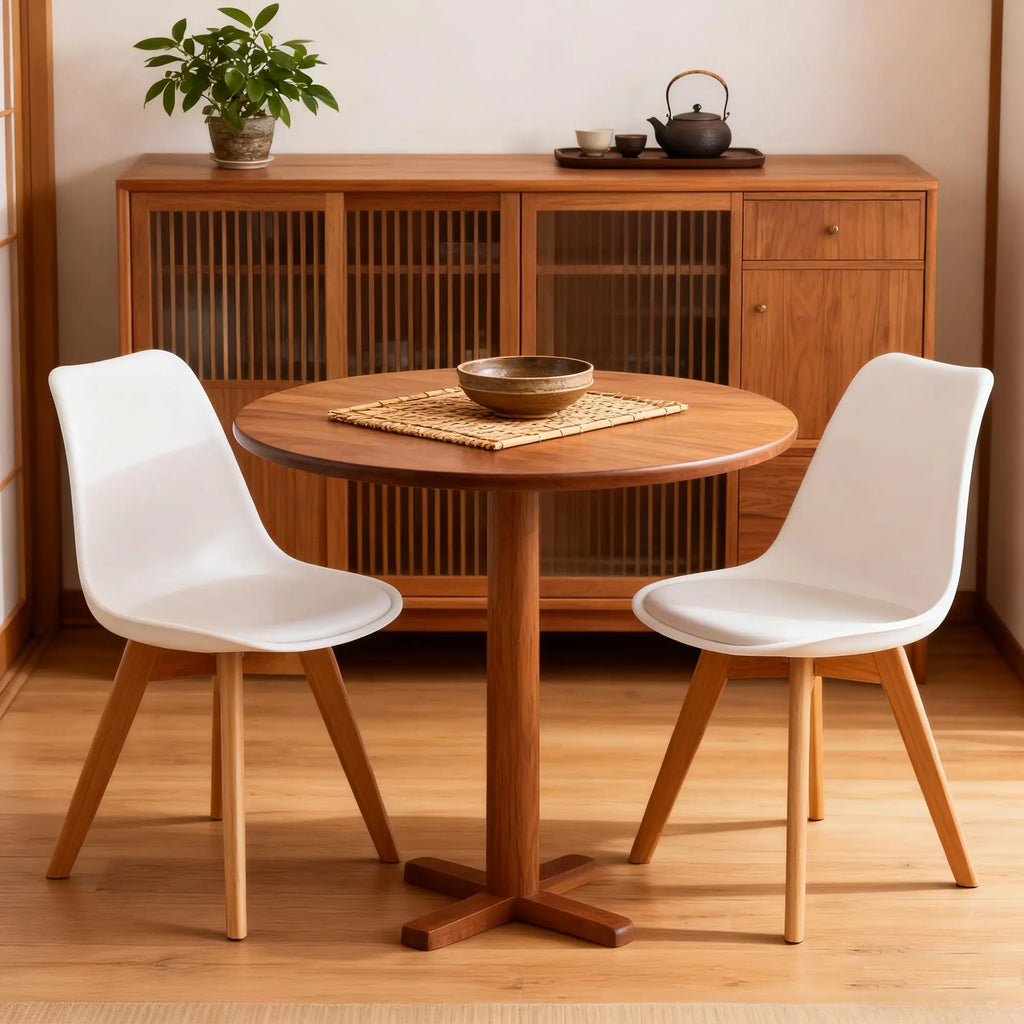 QIHAI Set of 4 Dining Chairs, Medieval Modern Style Dining Chairs for Kitchen and Dining Room, with Wooden Legs (White) QIHAI