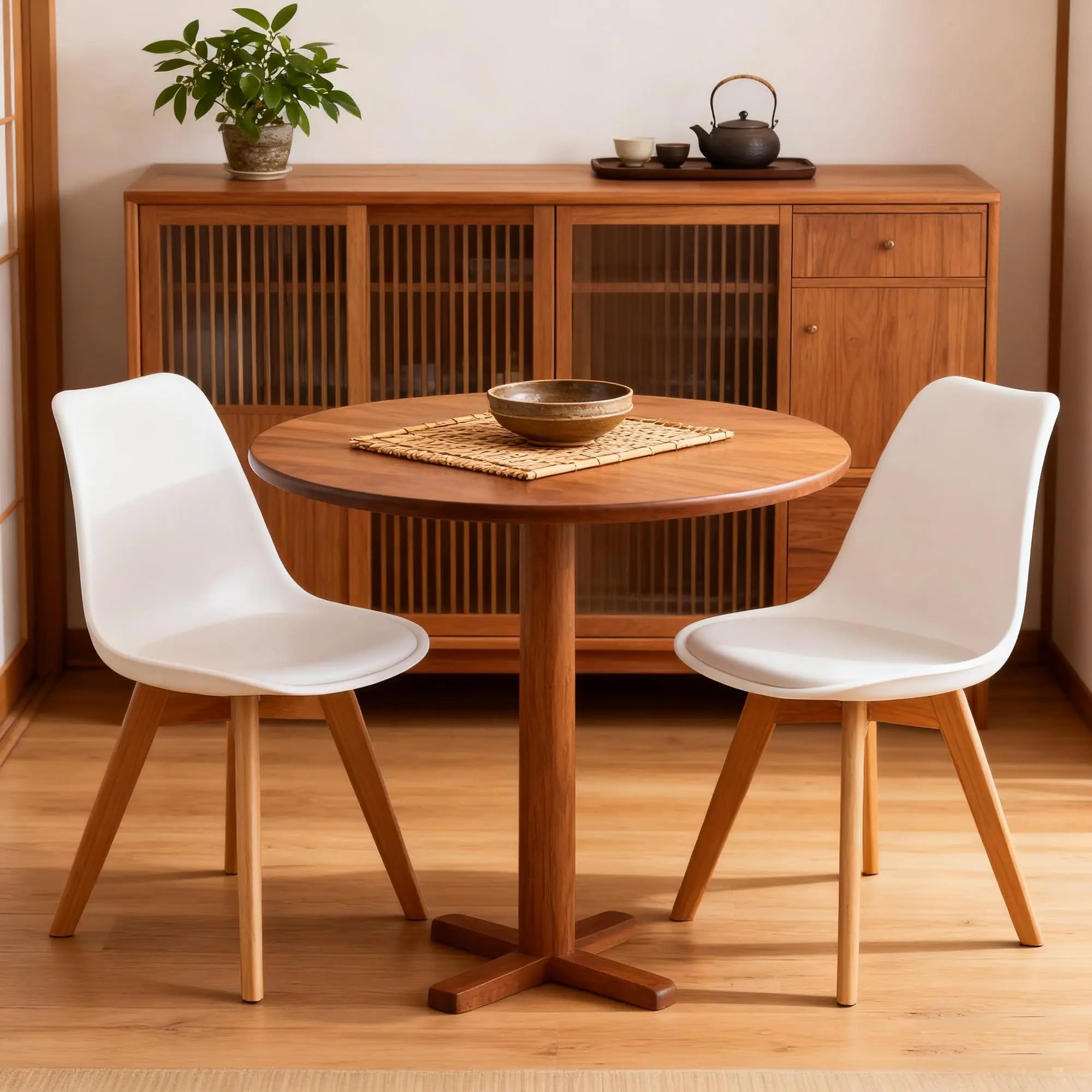 QIHAI Set of 4 Dining Chairs, Medieval Modern Style Dining Chairs for Kitchen and Dining Room, with Wooden Legs (White) QIHAI