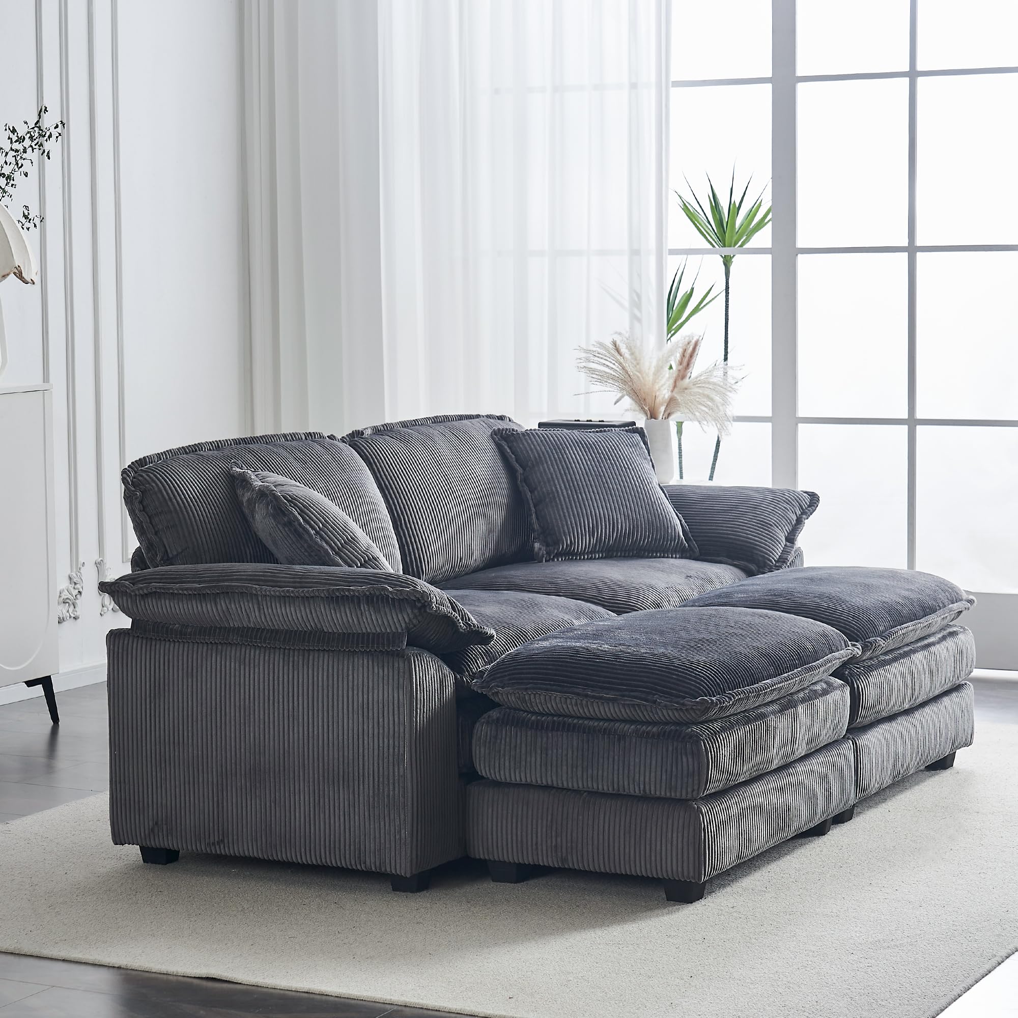 Modular Sectional Sofa,Comfortable Cloud Sofa,Modern Style Sofa,Suitable for Use in The Living Room (Gray)