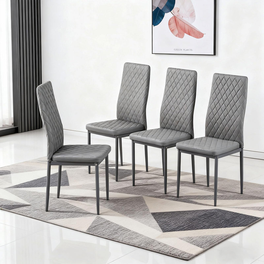 Dining Chairs Set of 4, Dining Chairs with Cushions, PU Leather Upholstered Kitchen Dining Room Chairs with Metal Legs for Dining Living Room (White, 4 PCS)