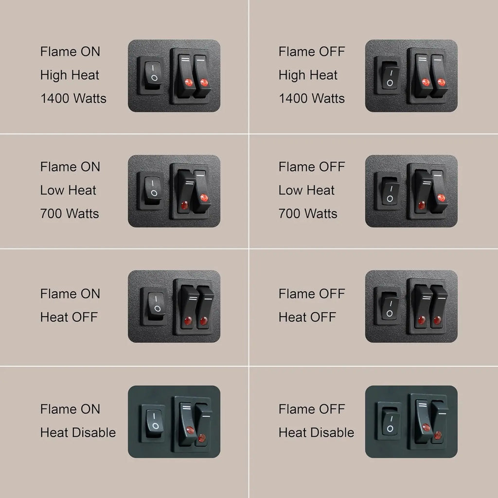 21 inchThree-Sided Freestanding Electric Fireplace Stove Heater with 3D Flame Effect with Remote Control (21 INCH-G) QIHAI