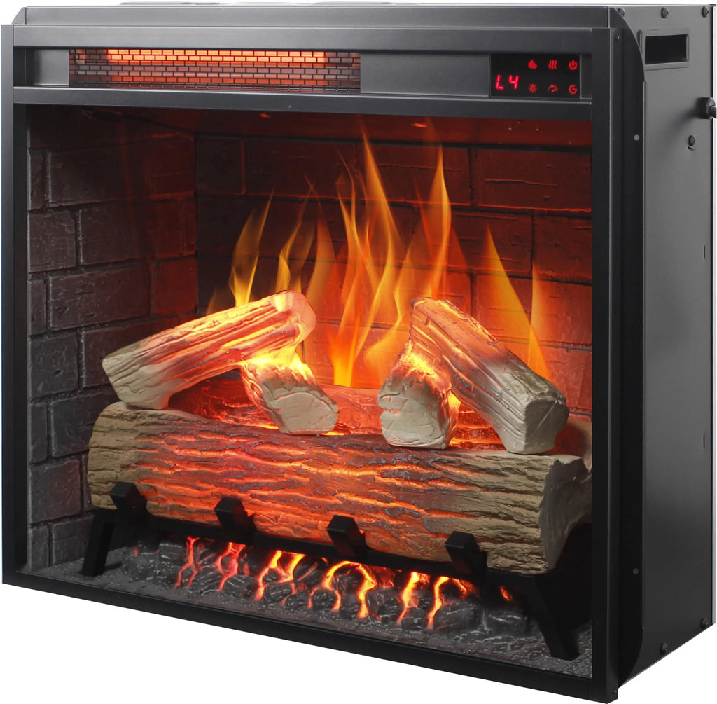 18 inch Electric Fireplace Insert, Ultra Thin Heater with Log Set & Realistic Flame, Overheating Protection (18 INCH) QIHAI